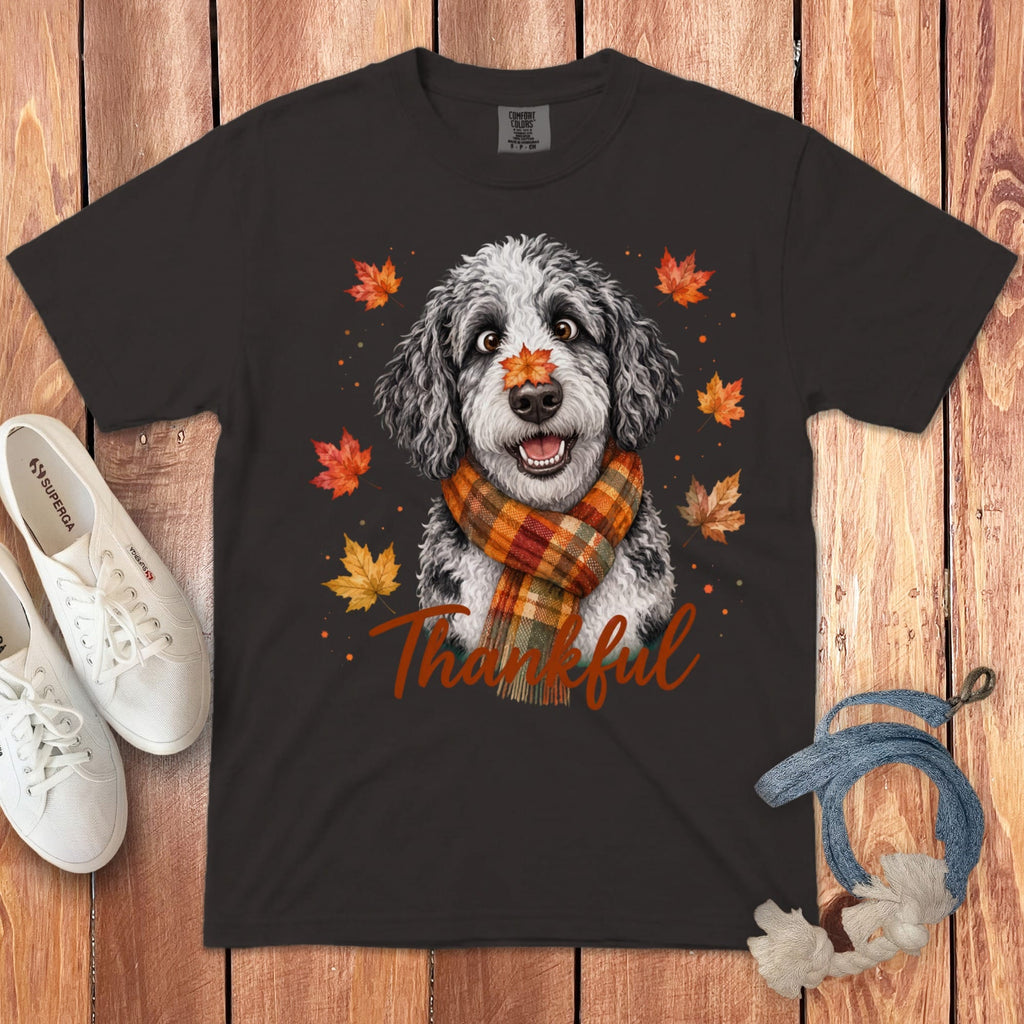 Sheepadoodle Thankful Signature T-Shirt in Graphite / S by Puppy Jo