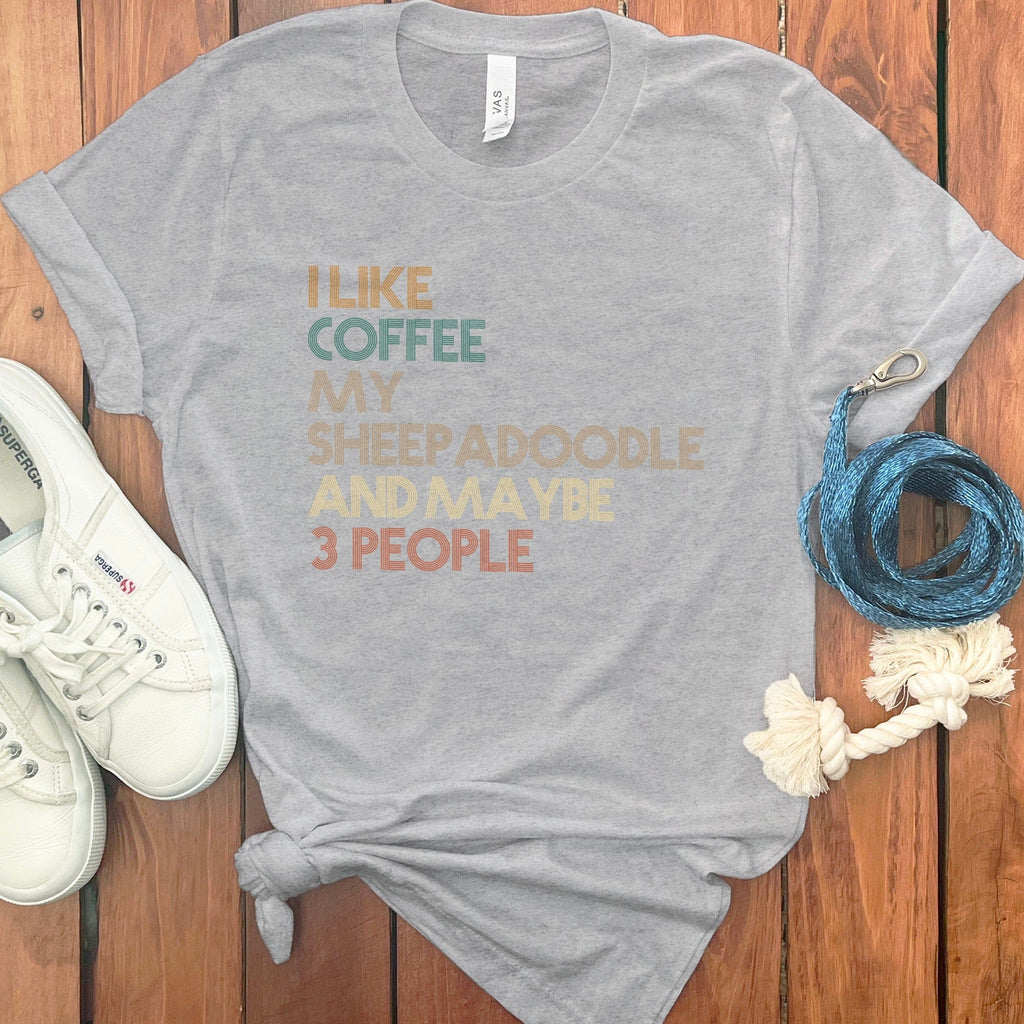 Sheepadoodle Three People T-Shirt in Athletic Heather / S by Puppy Jo