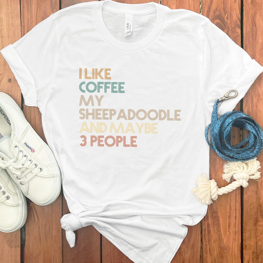 Sheepadoodle Three People T-Shirt in White / S by Puppy Jo