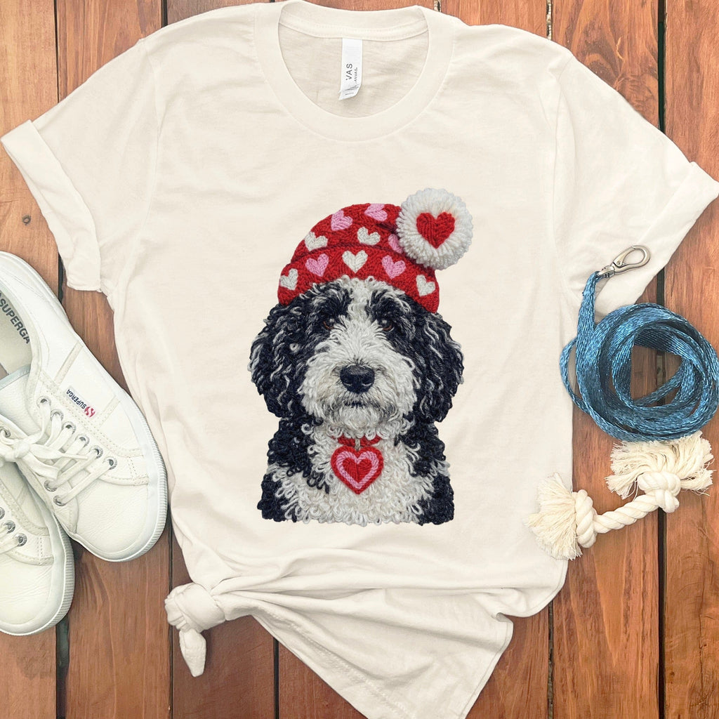 Sheepadoodle Valentine Charm Faux Yarn T-Shirt in Natural / S by Puppy Jo