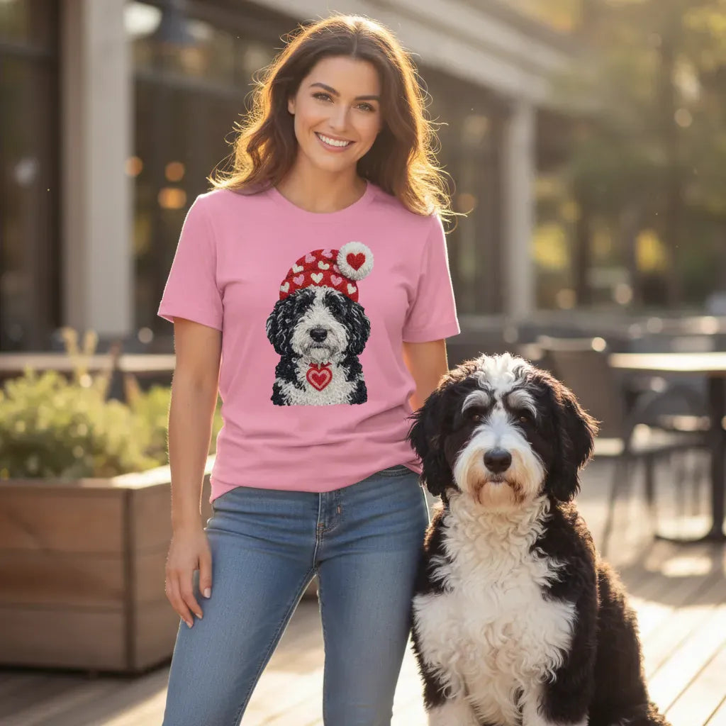 Sheepadoodle Valentine Charm Faux Yarn T-Shirt in by Puppy Jo