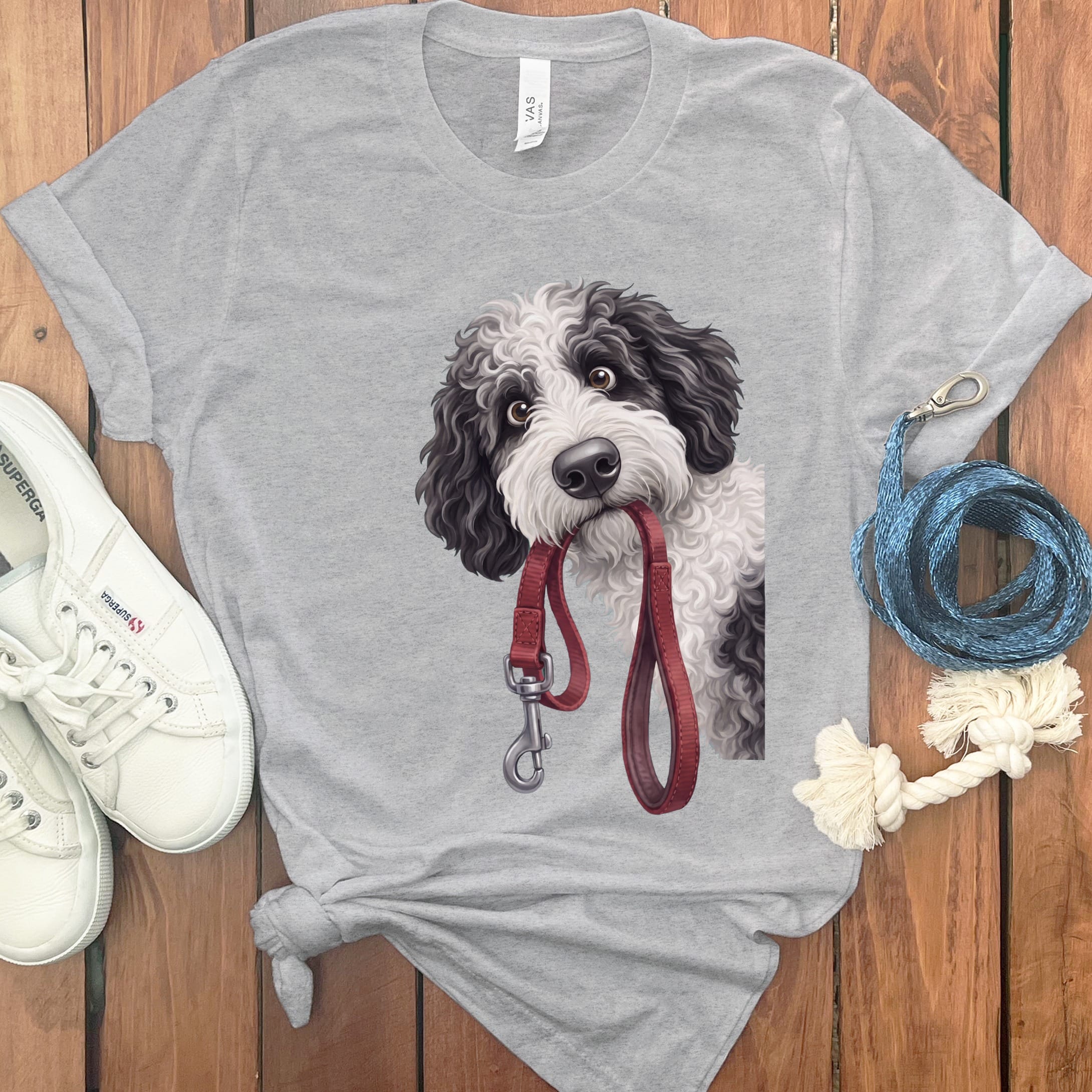 Sheepadoodle Walk T-Shirt in Athletic Heather / S by Puppy Jo