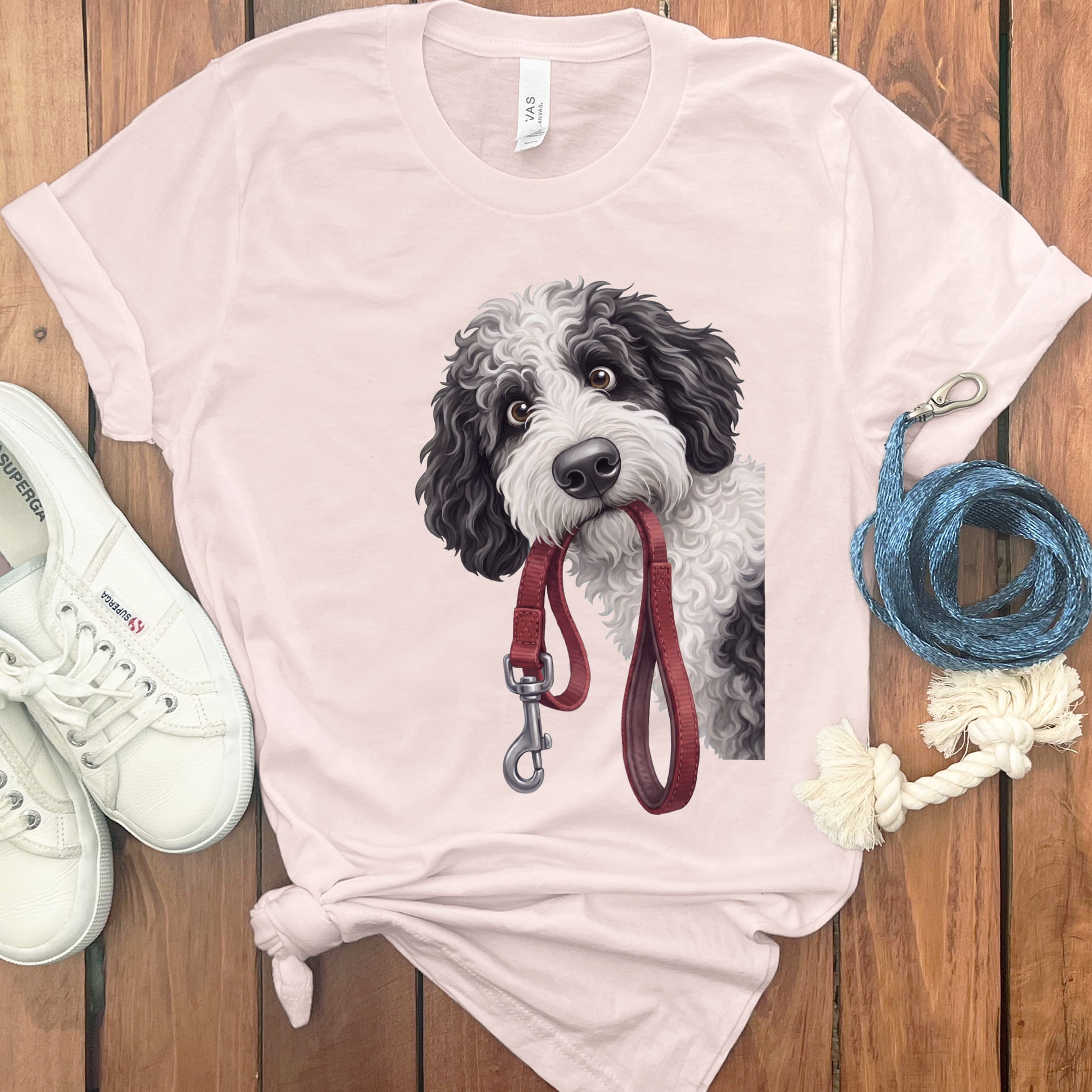 Sheepadoodle Walk T-Shirt in Soft Pink / S by Puppy Jo