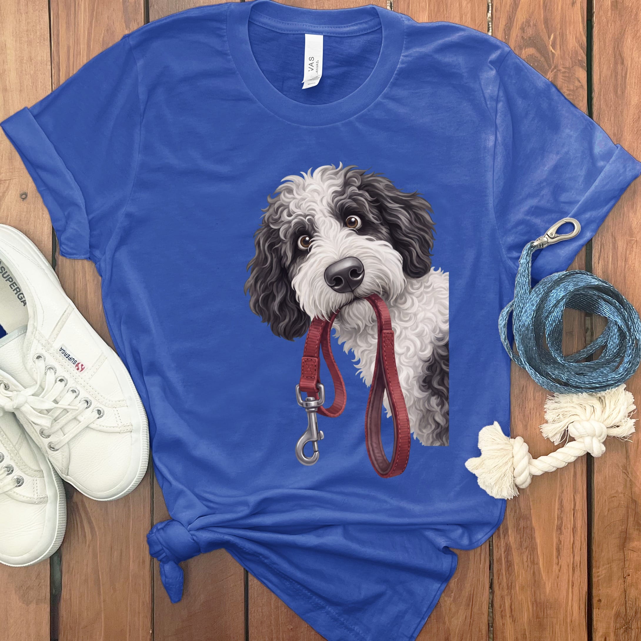Sheepadoodle Walk T-Shirt in True Royal / S by Puppy Jo
