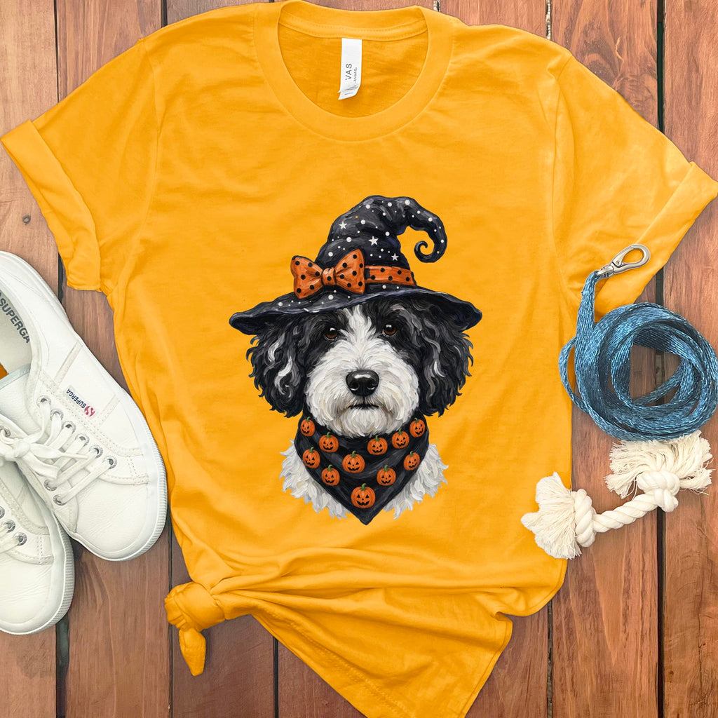 Sheepadoodle Witch Hat T-Shirt in Gold / S by MyDesigns