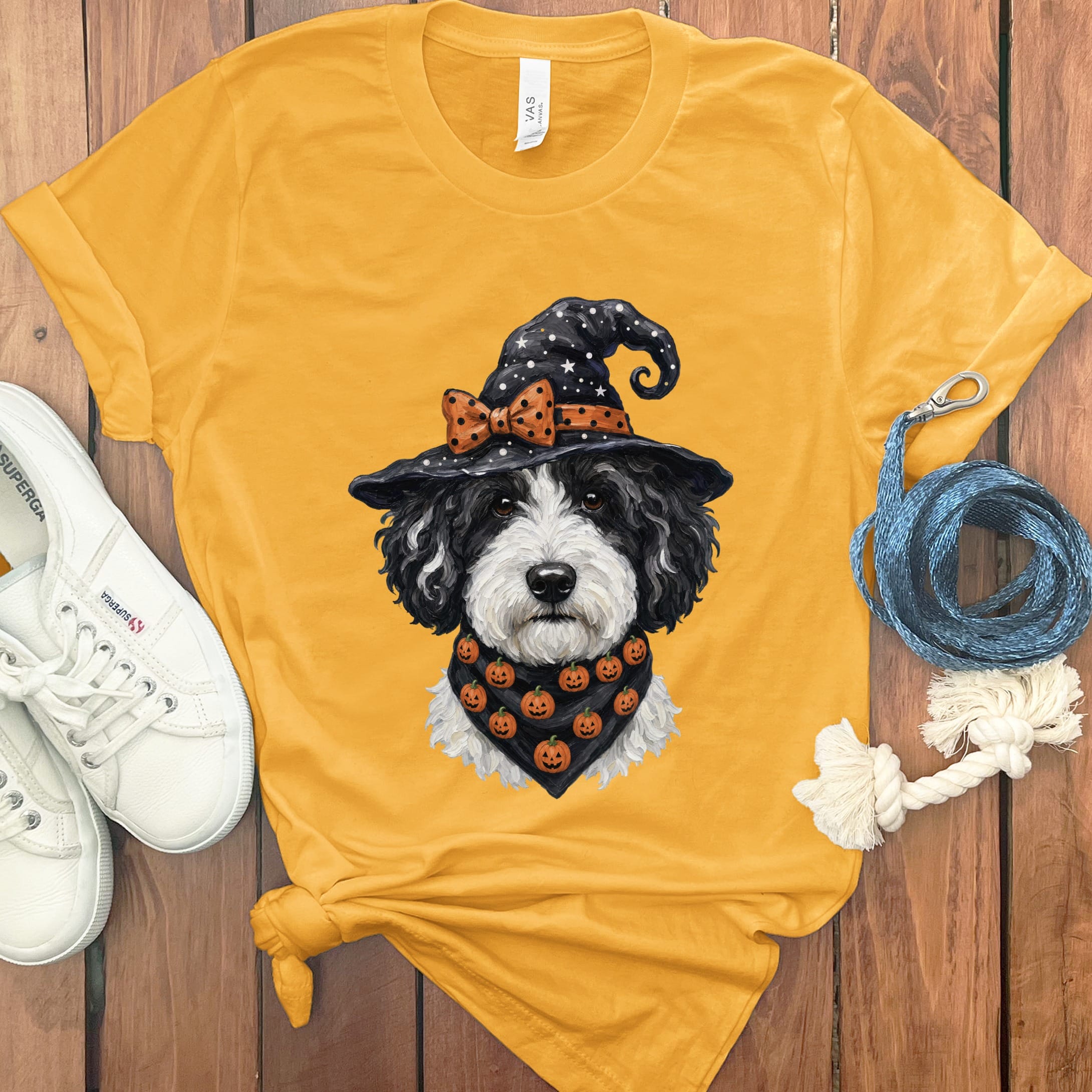 Sheepadoodle Witch Hat T-Shirt in Gold / S by MyDesigns