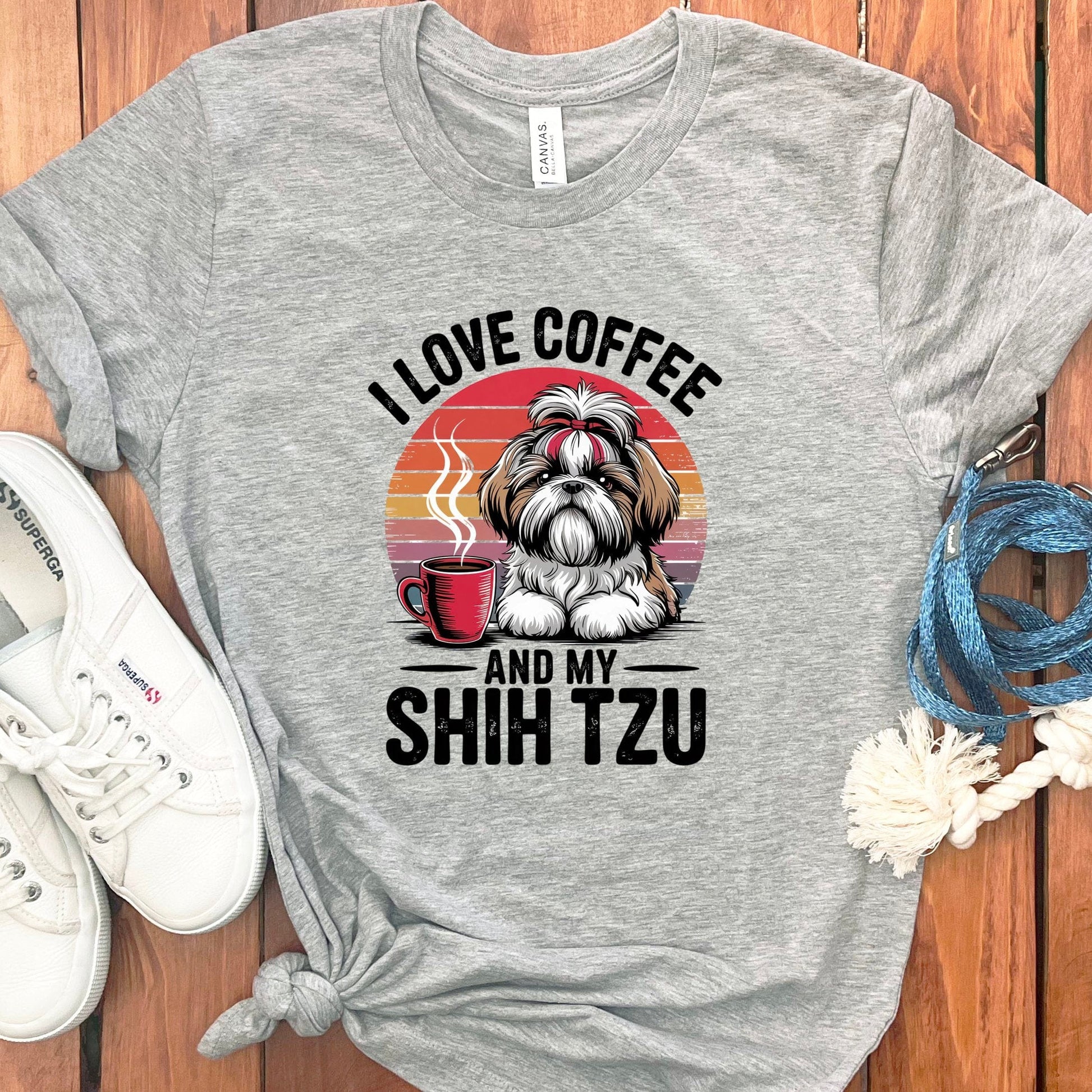 I Love Coffee and My Shih Tzu Graphic T-Shirt product type