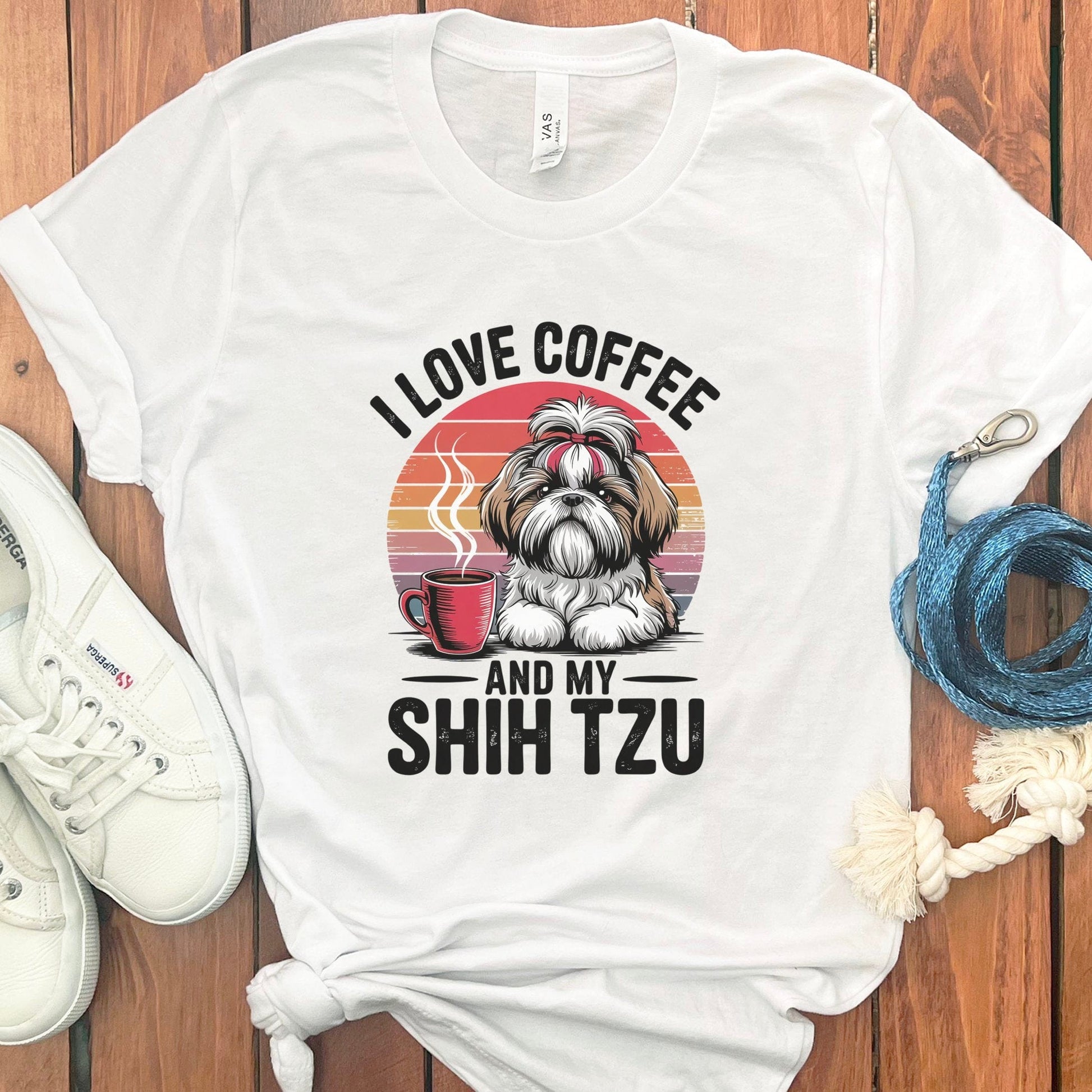 I Love Coffee And My Shih Tzu Funny Graphic T-shirt product type