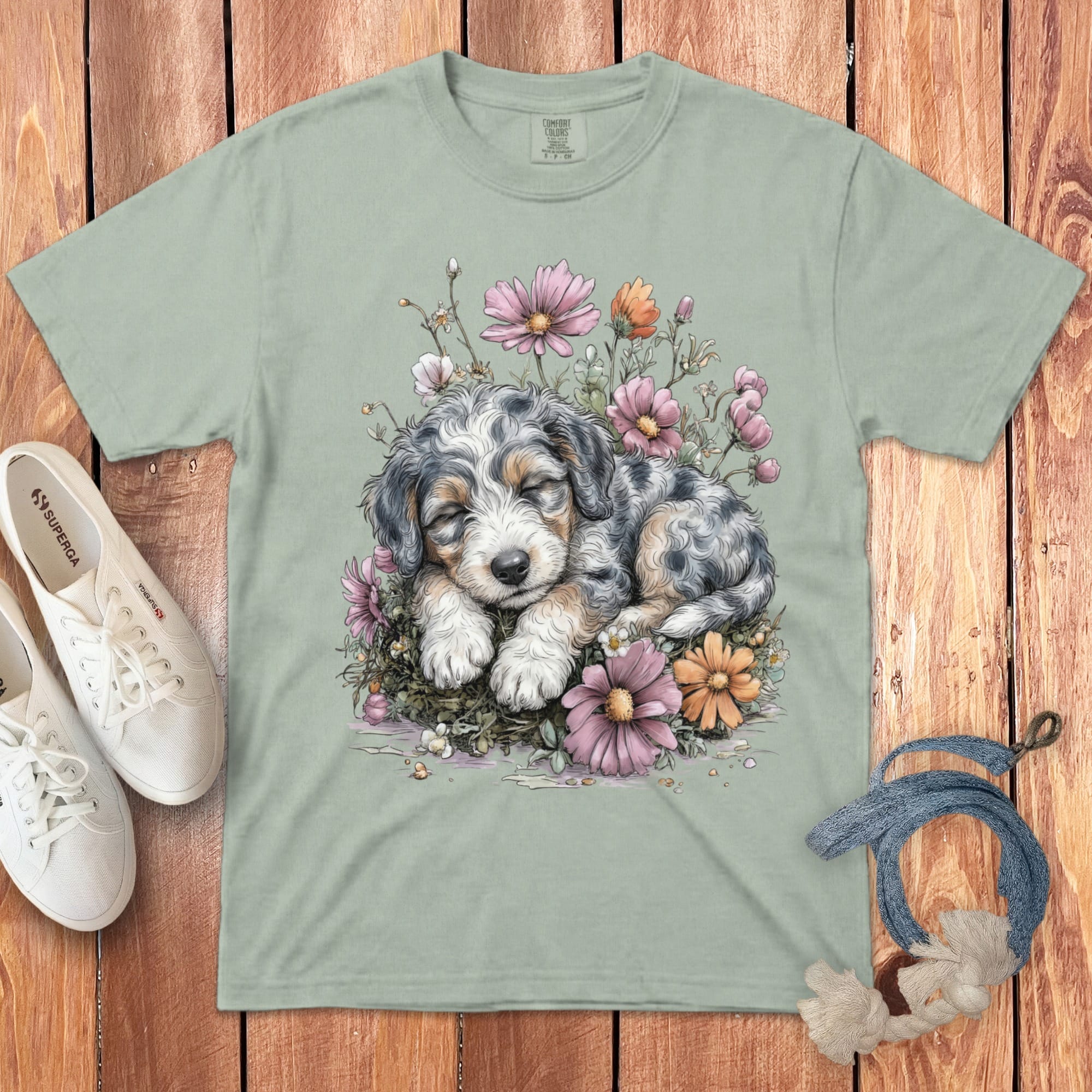 Snoozing Aussiedoodle Signature T-Shirt in Bay / S by Puppy Jo
