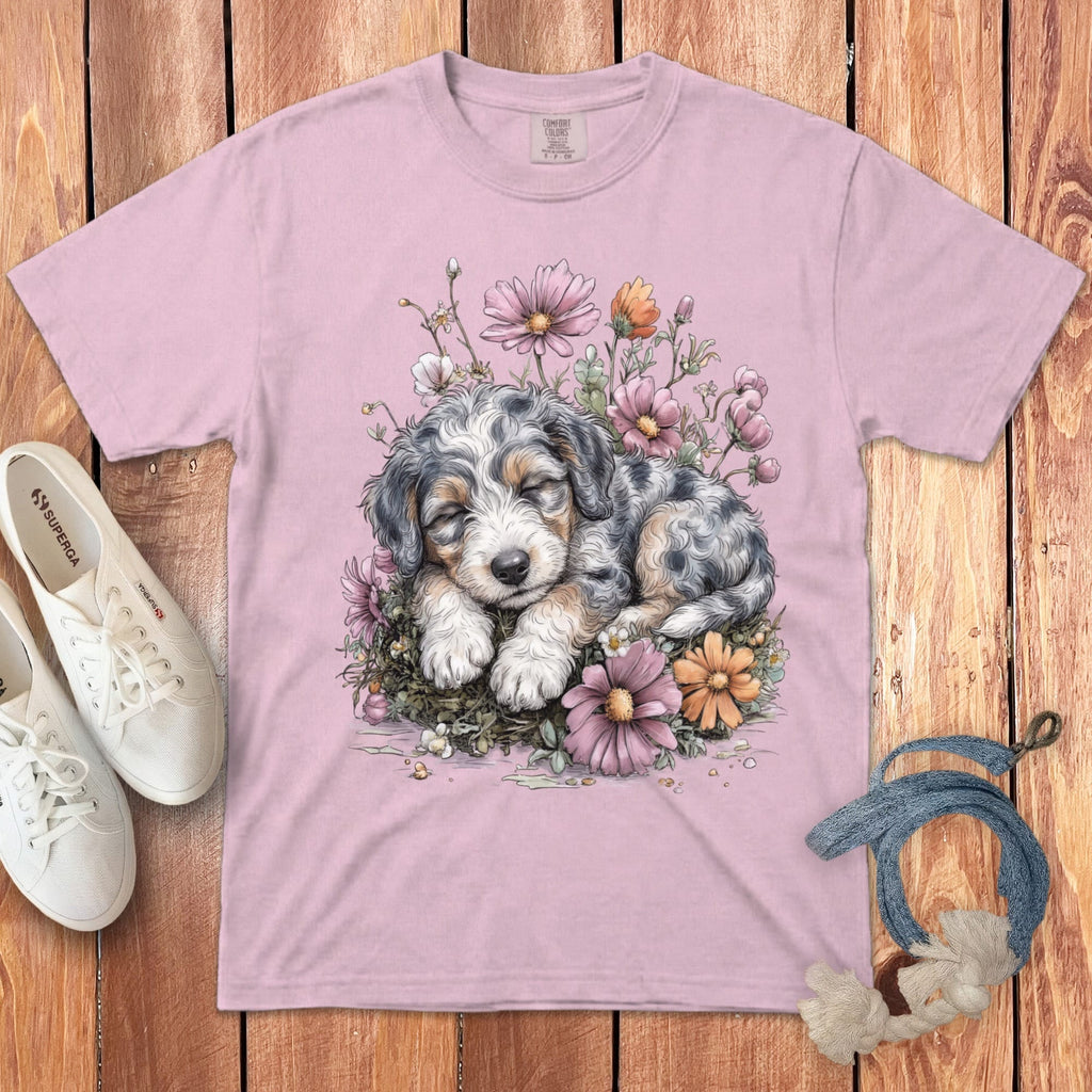 Snoozing Aussiedoodle Signature T-Shirt in Blossom / S by Puppy Jo