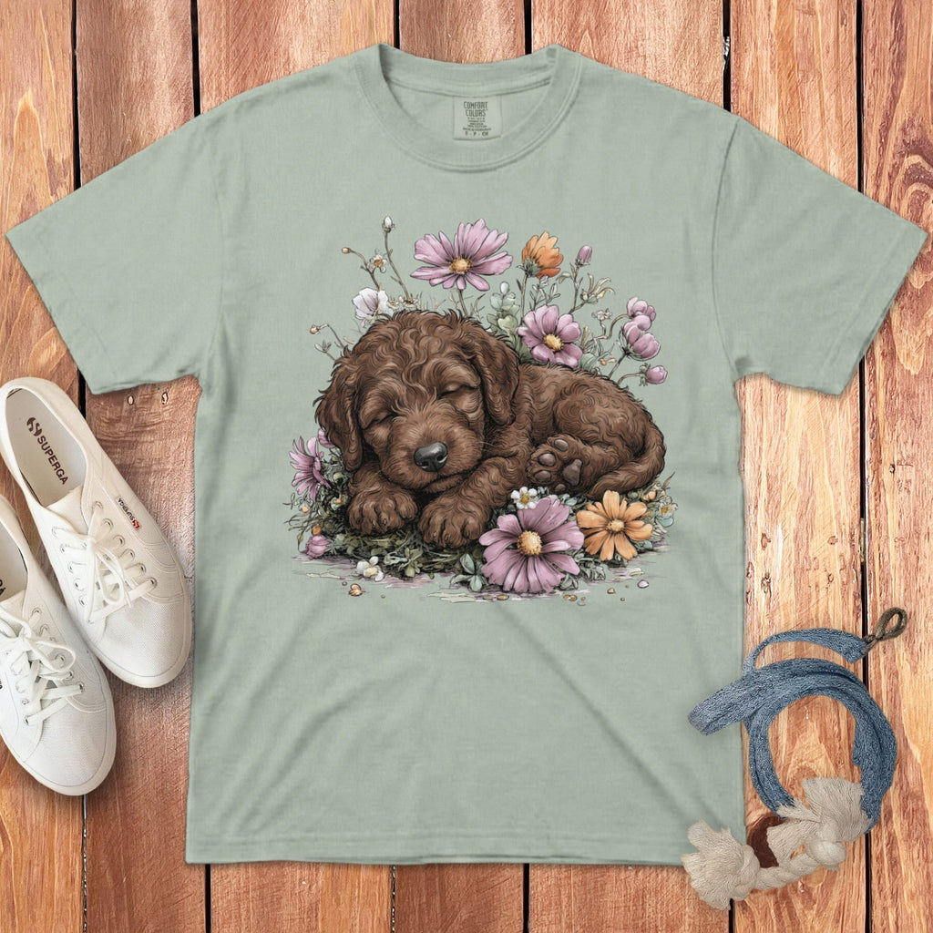 Snoozing Chocolate Doodle Signature T-Shirt in Bay / S by Puppy Jo