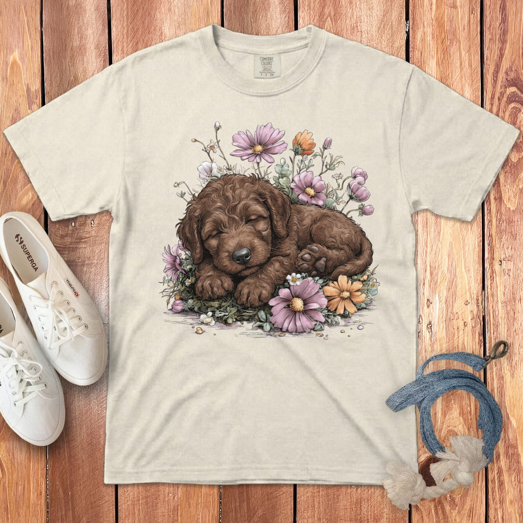 Snoozing Chocolate Doodle Signature T-Shirt in Ivory / S by Puppy Jo