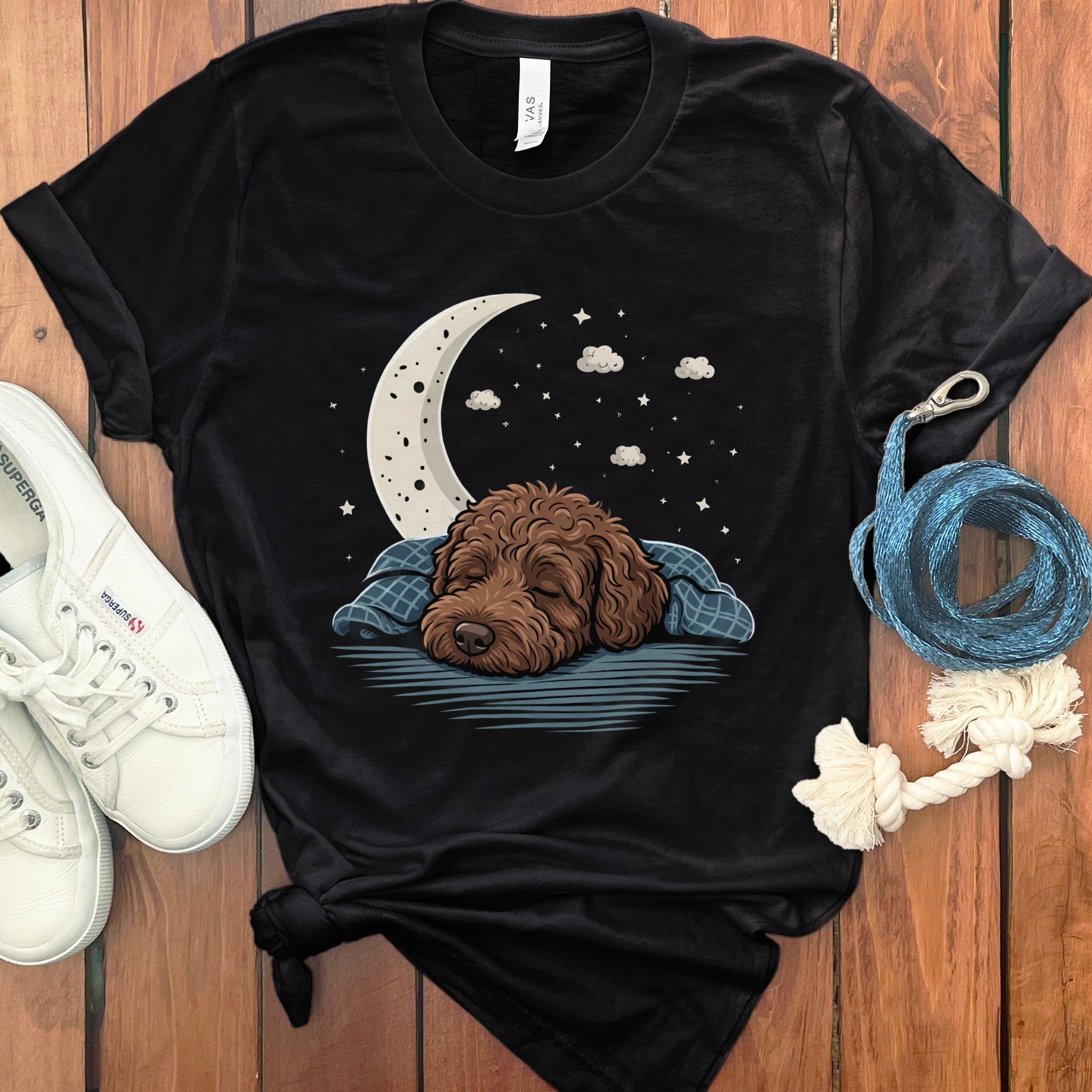 Snoozing Chocolate Doodle T-Shirt in Black / S by Puppy Jo