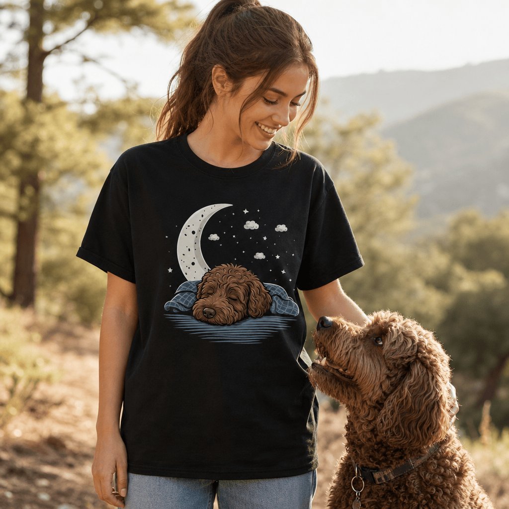 Snoozing Chocolate Doodle T-Shirt in by Puppy Jo