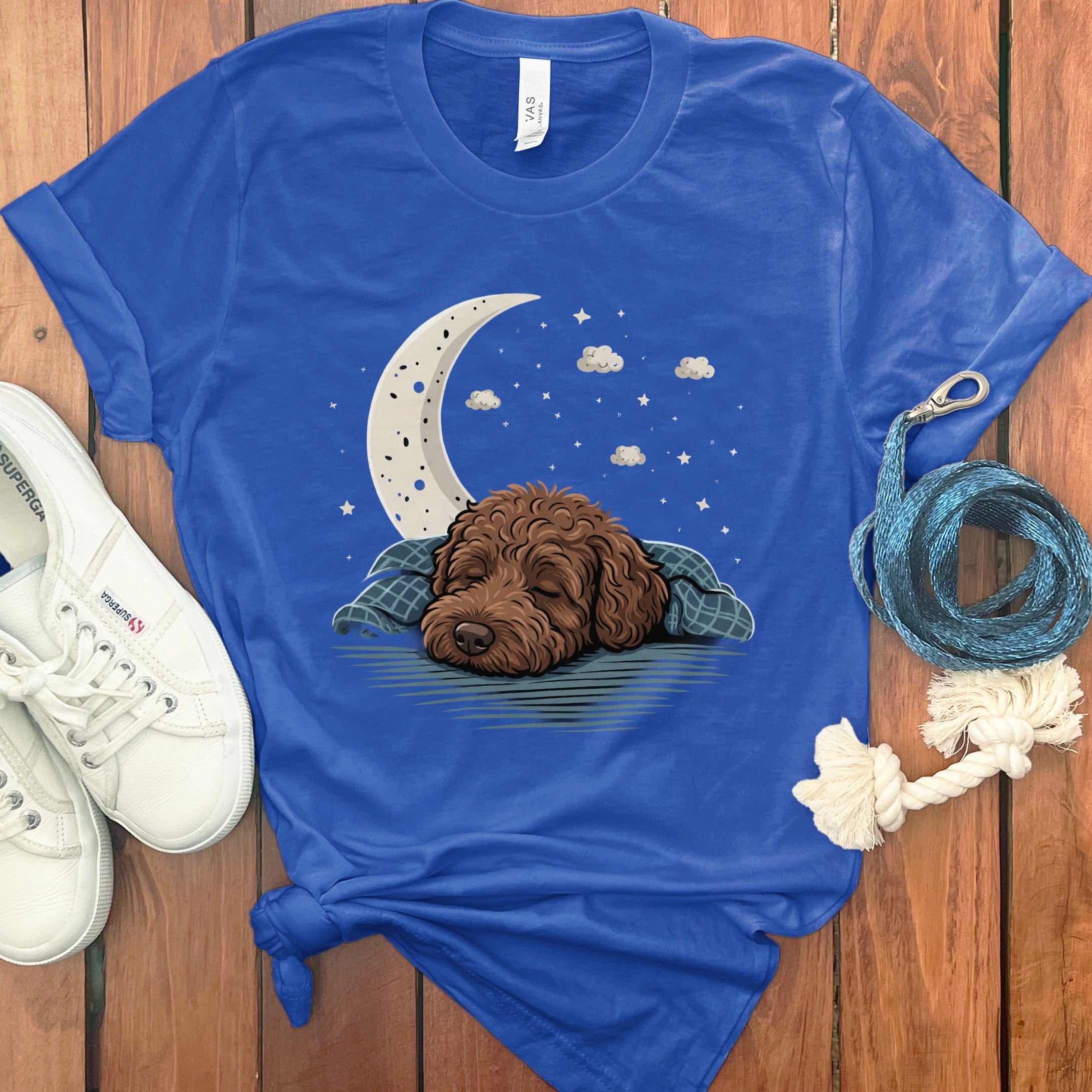 Snoozing Chocolate Doodle T-Shirt in True Royal / S by Puppy Jo