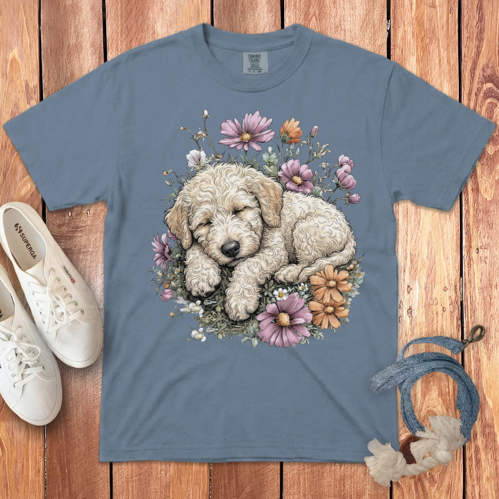Snoozing Cream Doodle Signature T-Shirt in Blue Jean / S by Puppy Jo