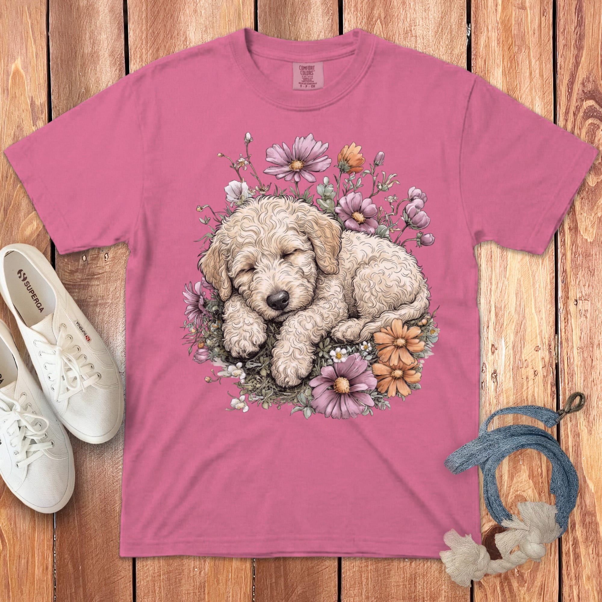 Snoozing Cream Doodle Signature T-Shirt in Crunchberry / S by Puppy Jo