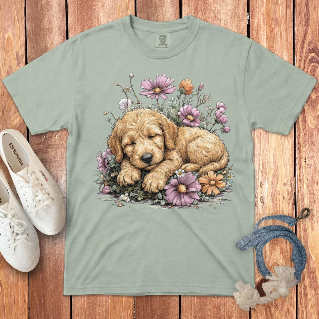 Snoozing Golden Doodle Signature T-Shirt in Bay / S by Puppy Jo