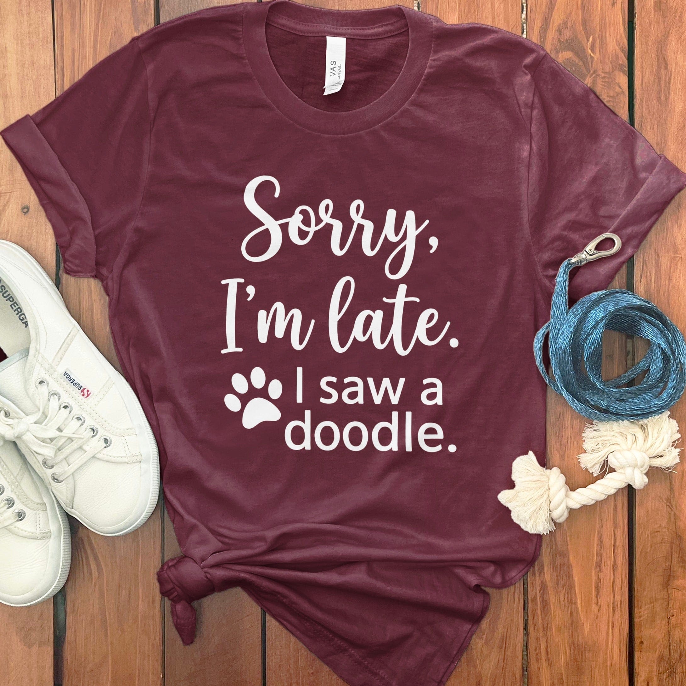 Sorry Doodle T-Shirt in Maroon / S by Puppy Jo