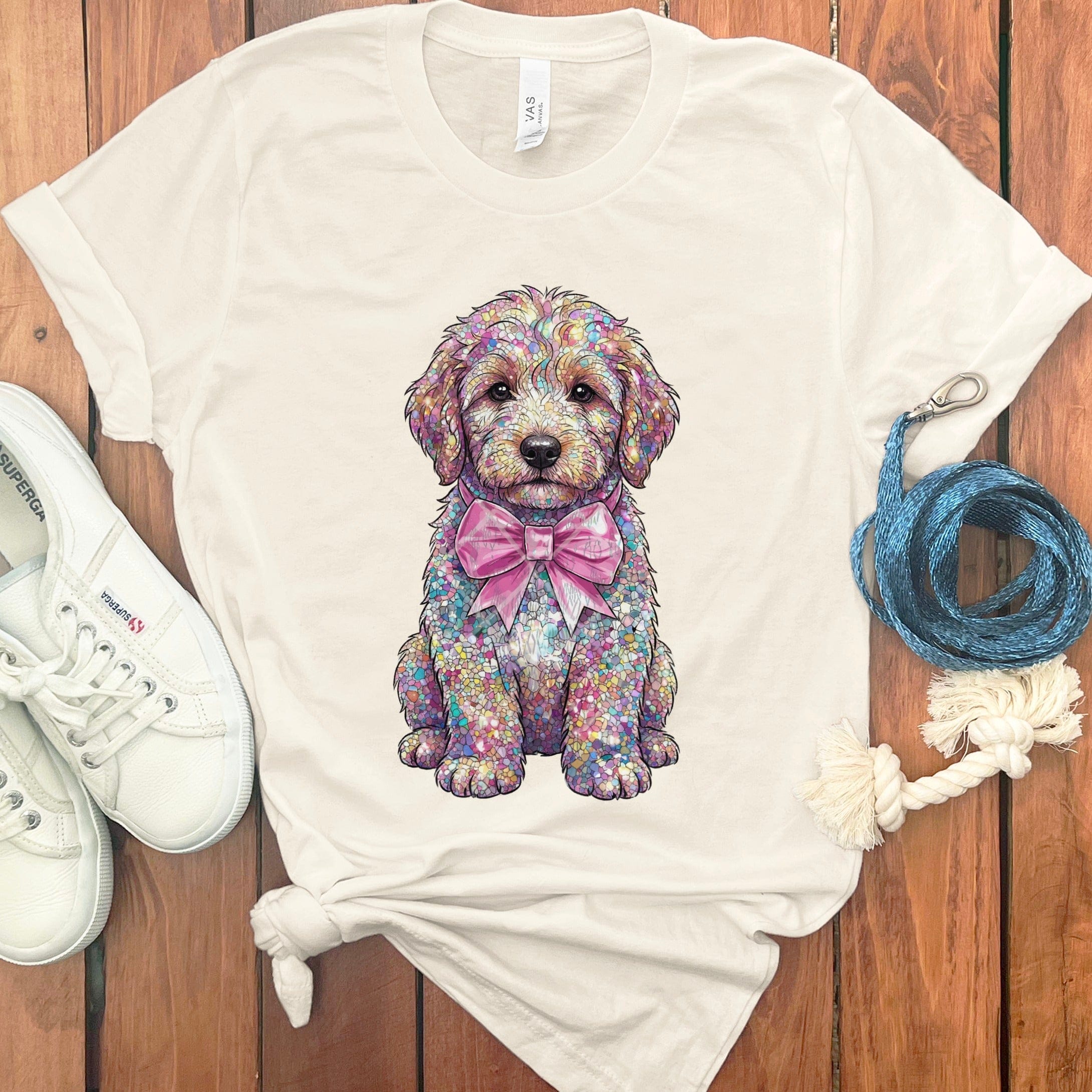 Sparkle Doodle Pup T-Shirt in Natural / S / T-Shirts #1 by Puppy Jo