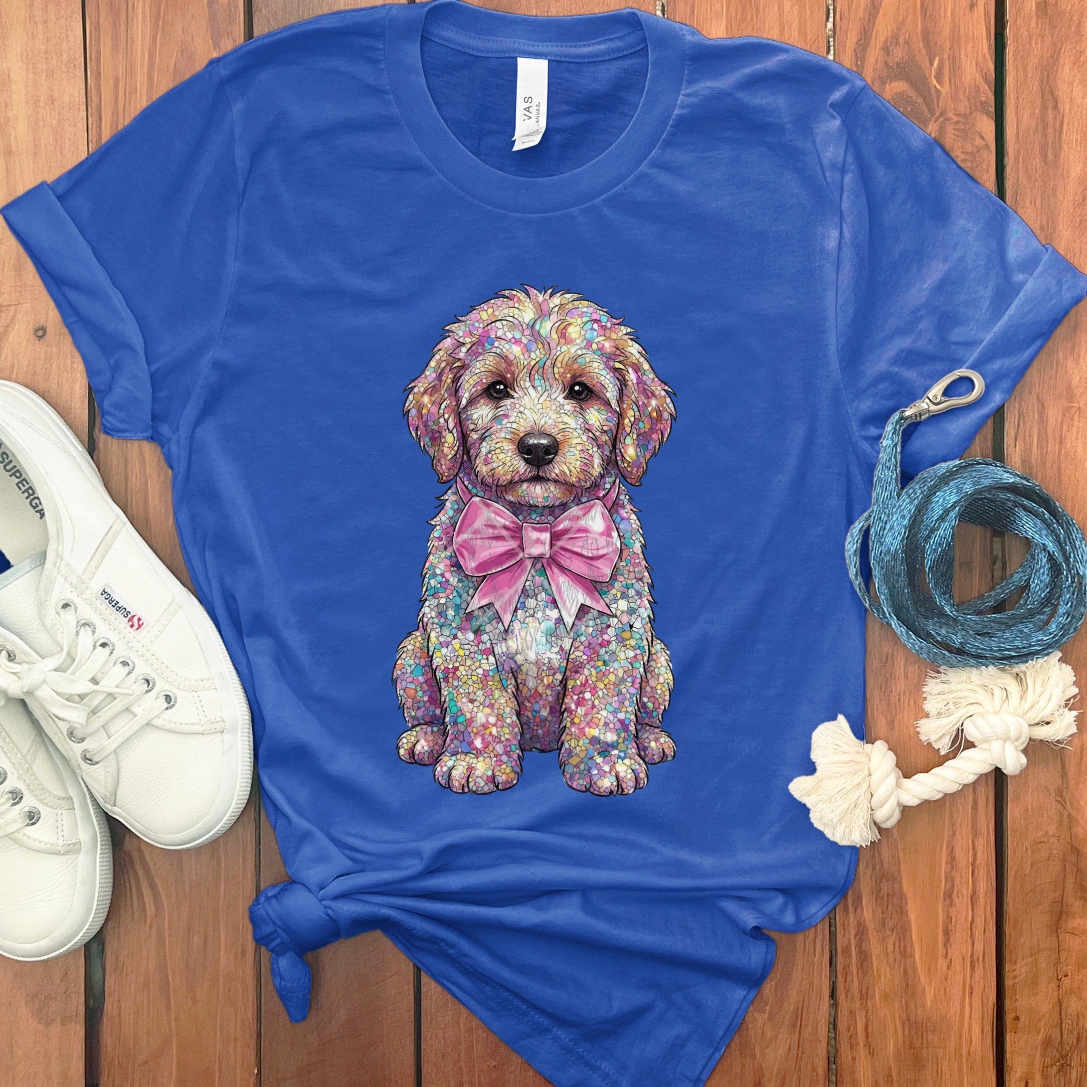Sparkle Doodle Pup T-Shirt in True Royal / S / T-Shirts by Puppy Jo