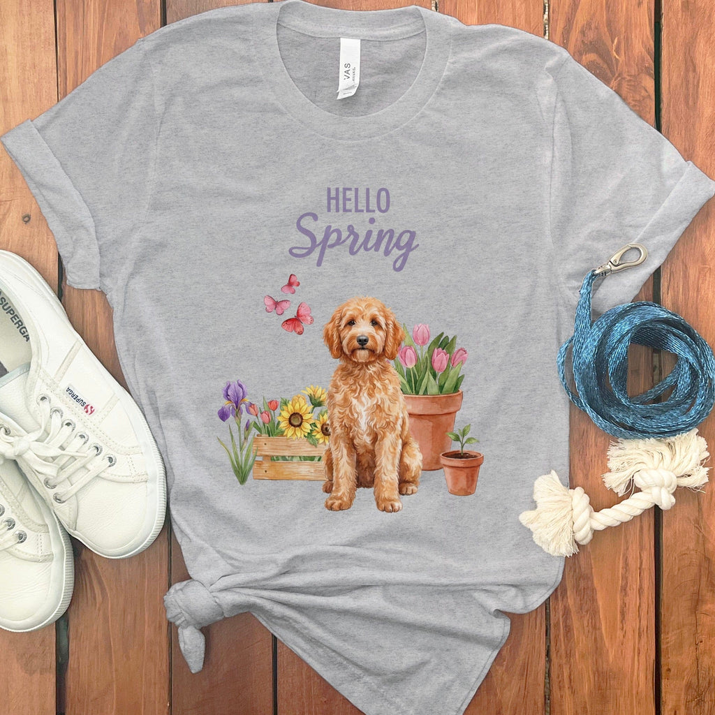 Spring Apricot Doodle T-Shirt in Athletic Heather / S by Puppy Jo