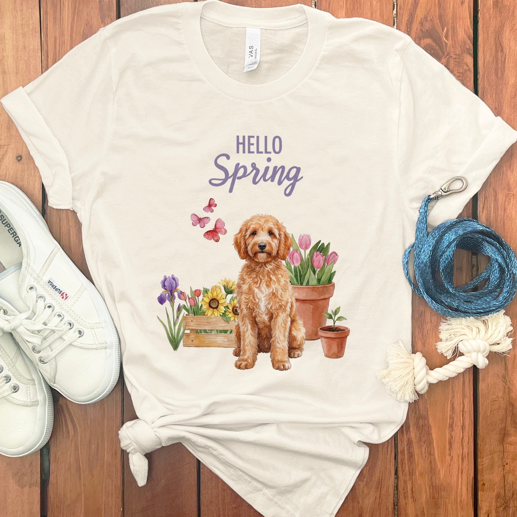 Spring Apricot Doodle T-Shirt in Natural / S by Puppy Jo