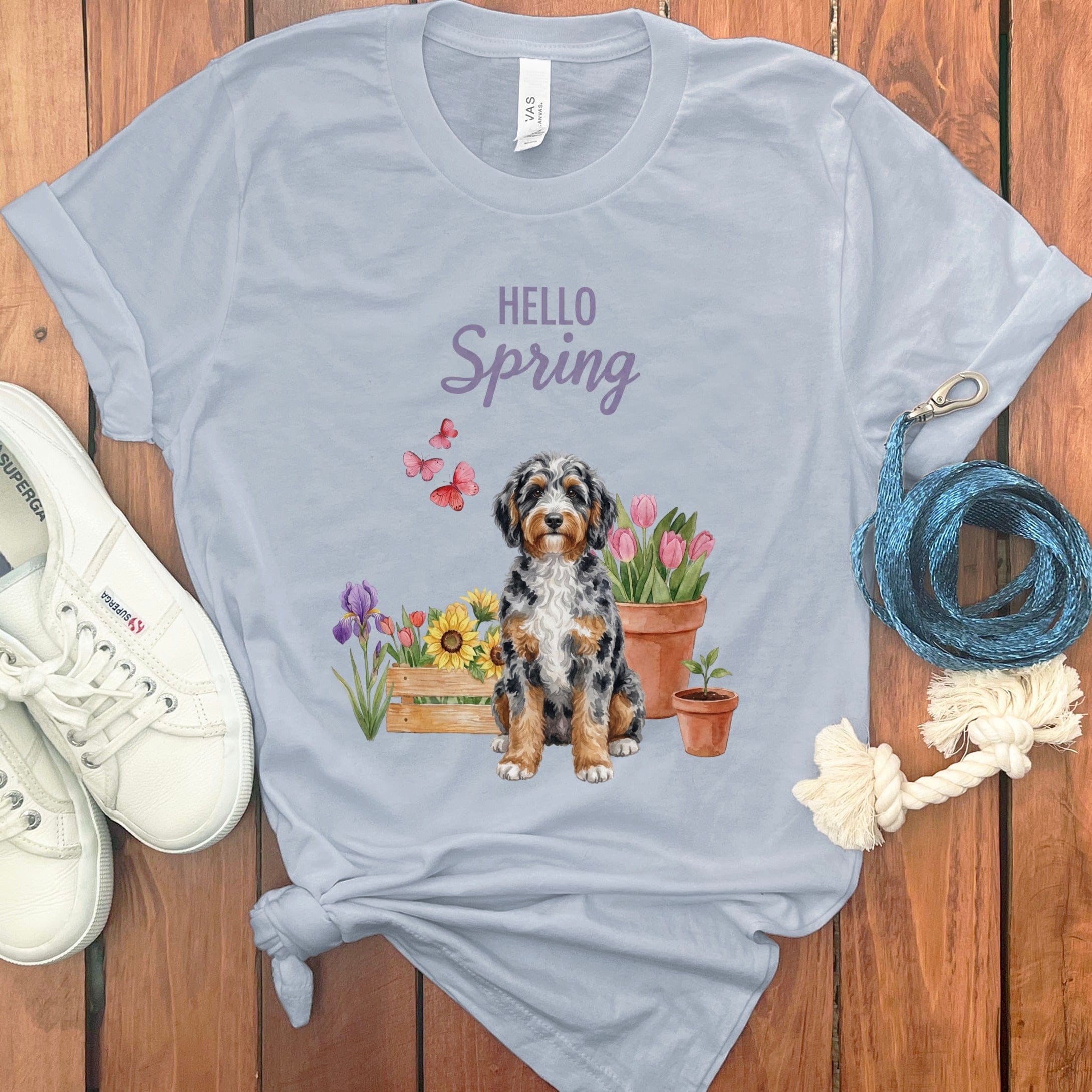 Spring Aussiedoodle T-Shirt in Light Blue / M by Puppy Jo
