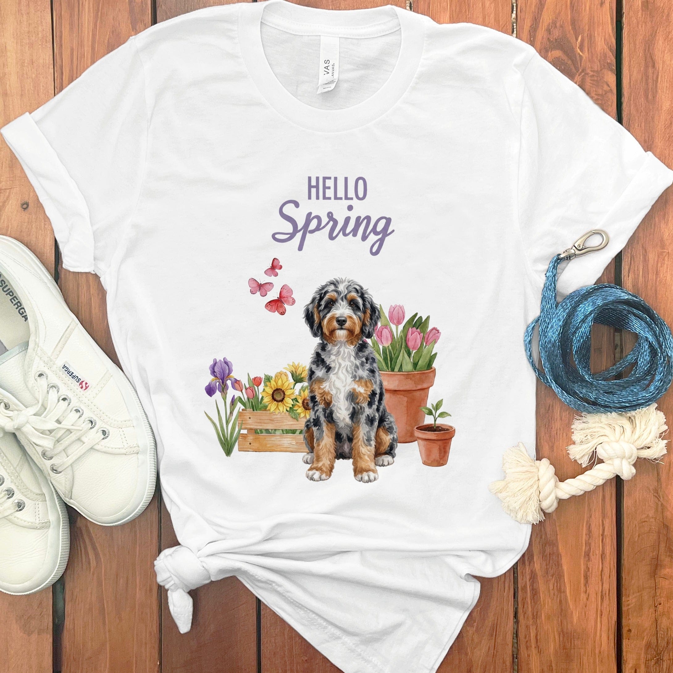 Spring Aussiedoodle T-Shirt in White / S by Puppy Jo