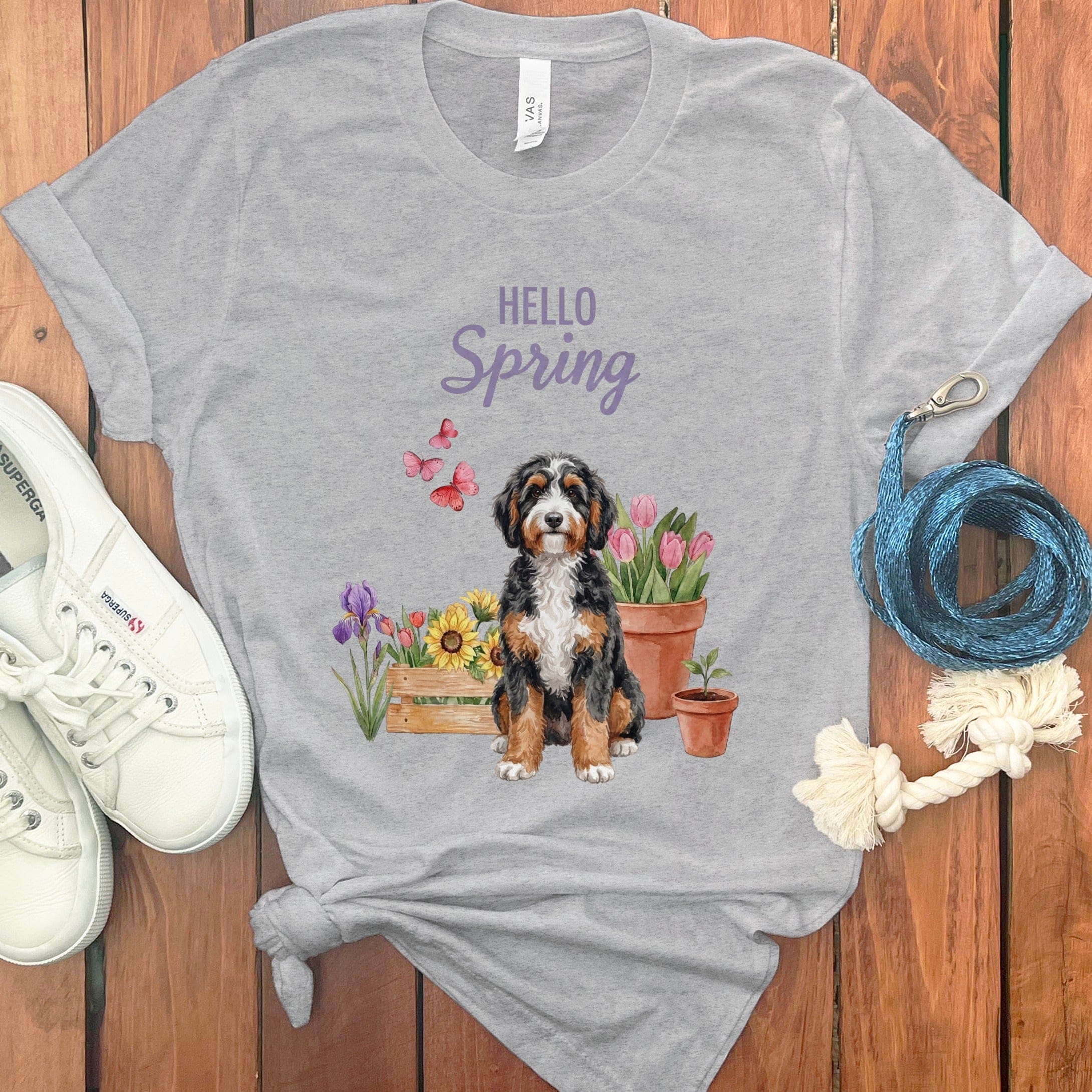 Spring Bernedoodle T-Shirt in Athletic Heather / S by Puppy Jo
