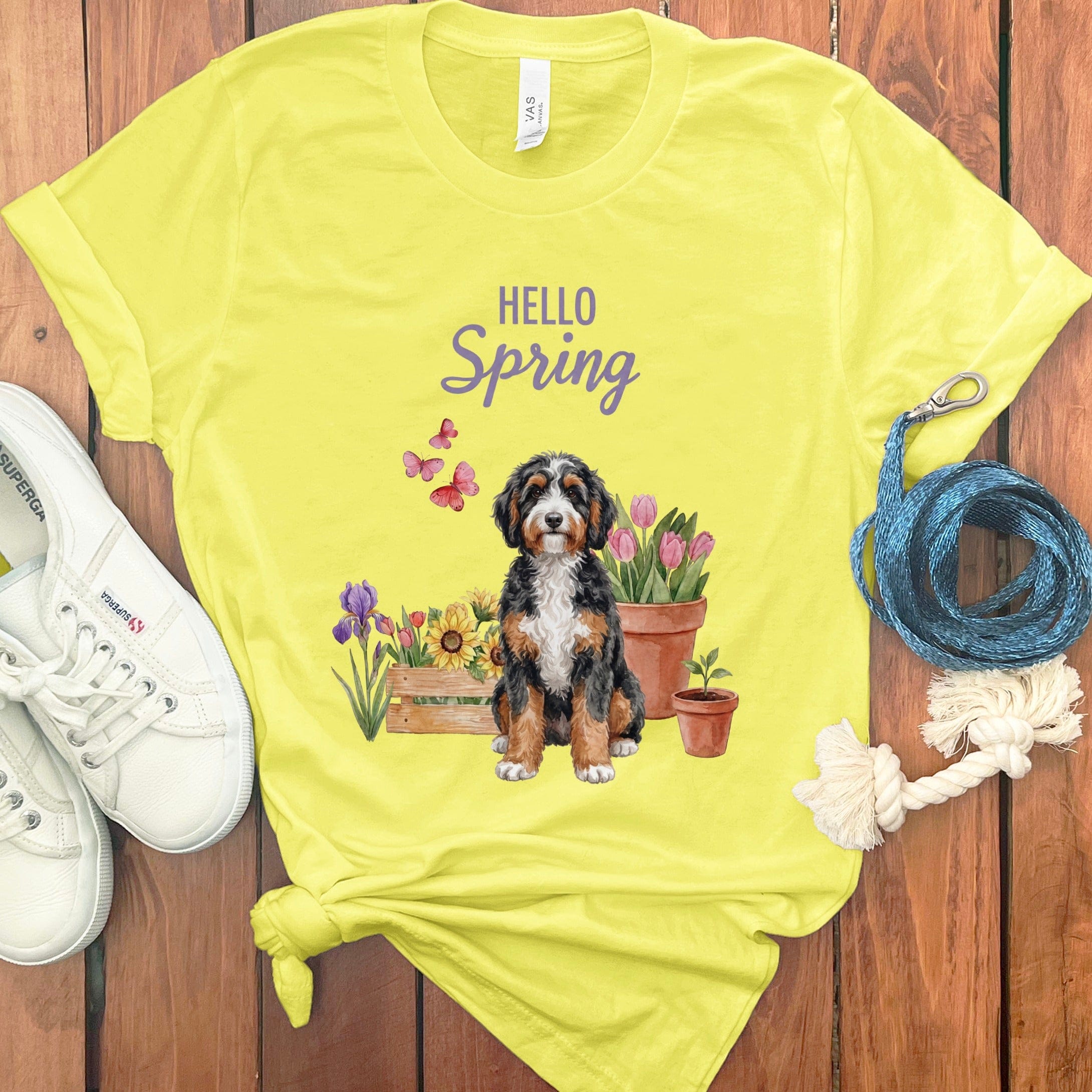 Spring Bernedoodle T-Shirt in Yellow / S by Puppy Jo
