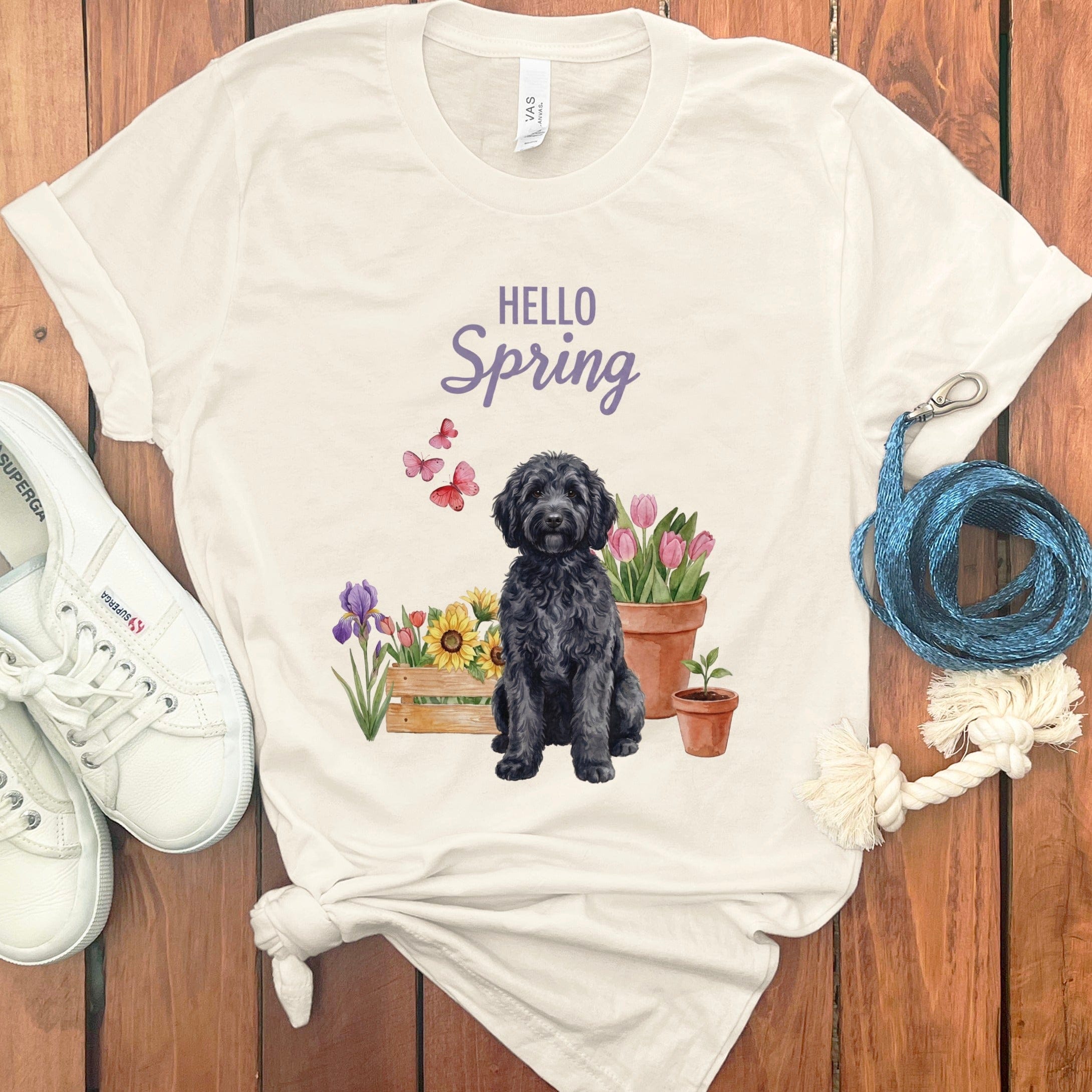Spring Black Doodle T-Shirt in Natural / S by Puppy Jo