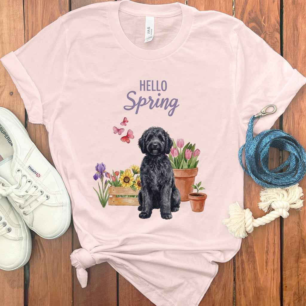 Spring Black Doodle T-Shirt in Soft Pink / S by Puppy Jo