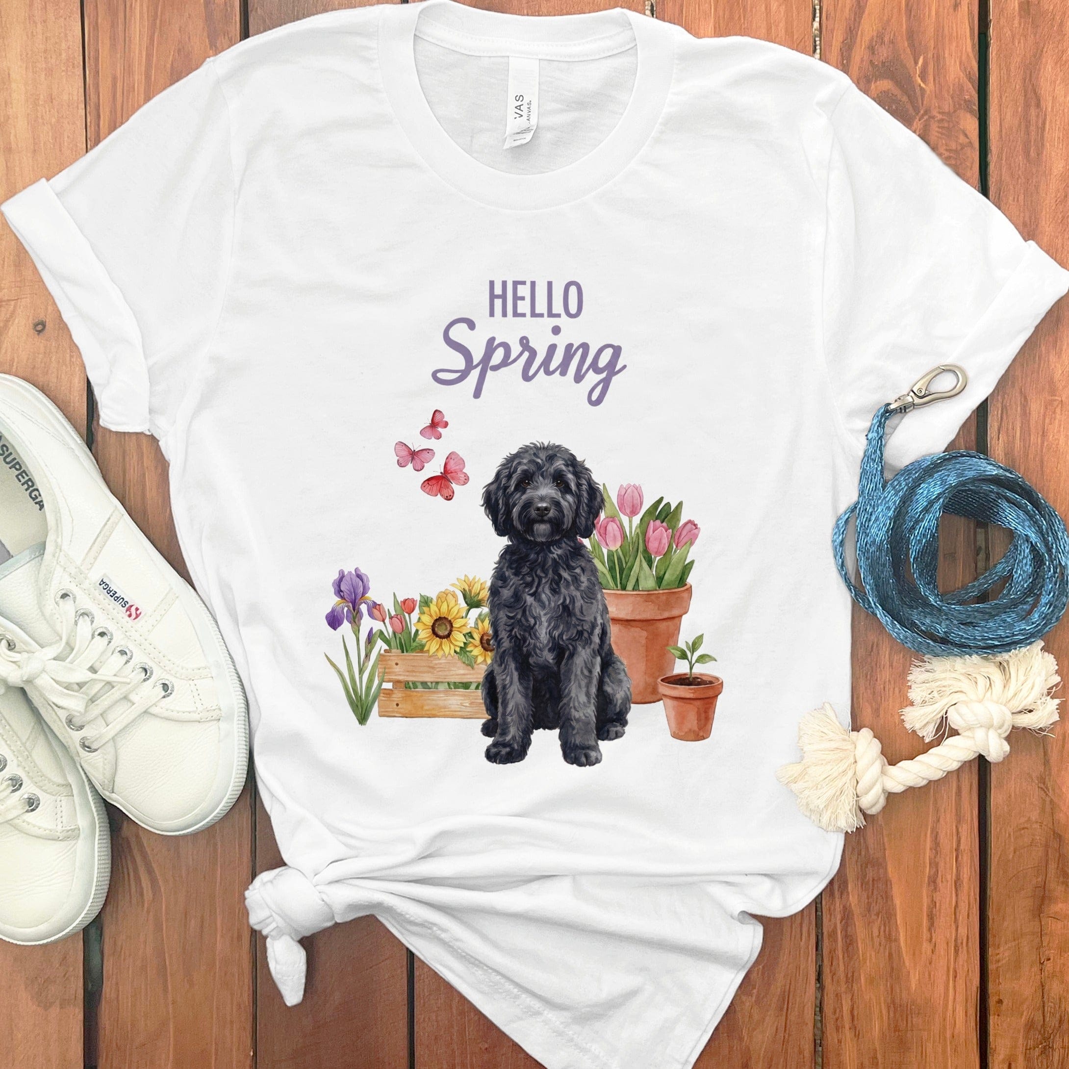 Spring Black Doodle T-Shirt in White / S by Puppy Jo