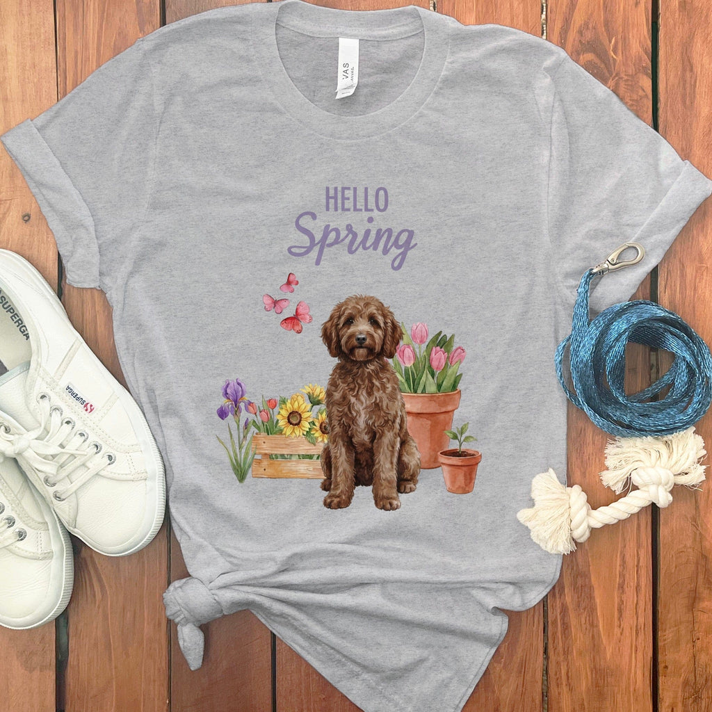 Spring Chocolate Doodle T-Shirt in Athletic Heather / S by Puppy Jo