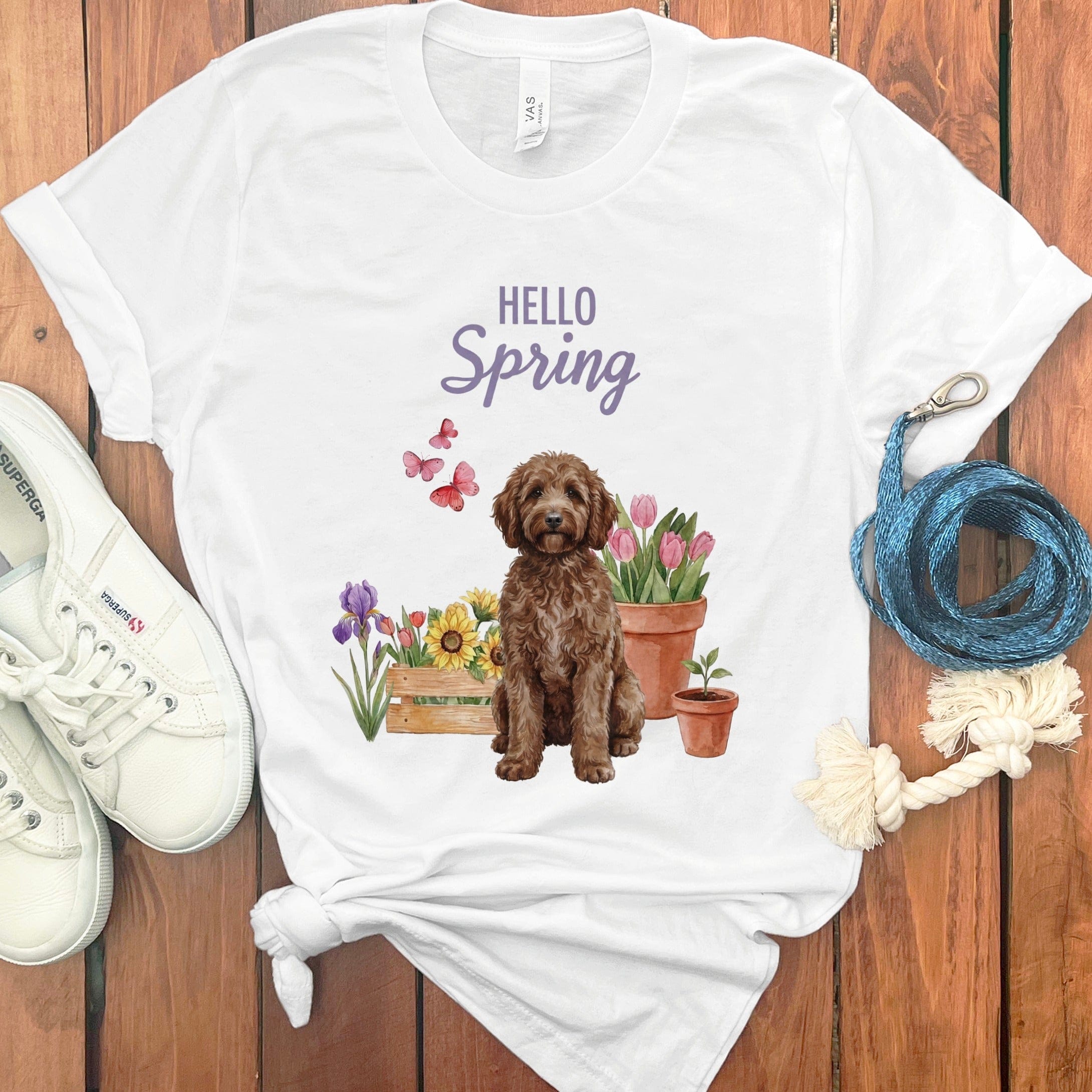 Spring Chocolate Doodle T-Shirt in White / S by Puppy Jo