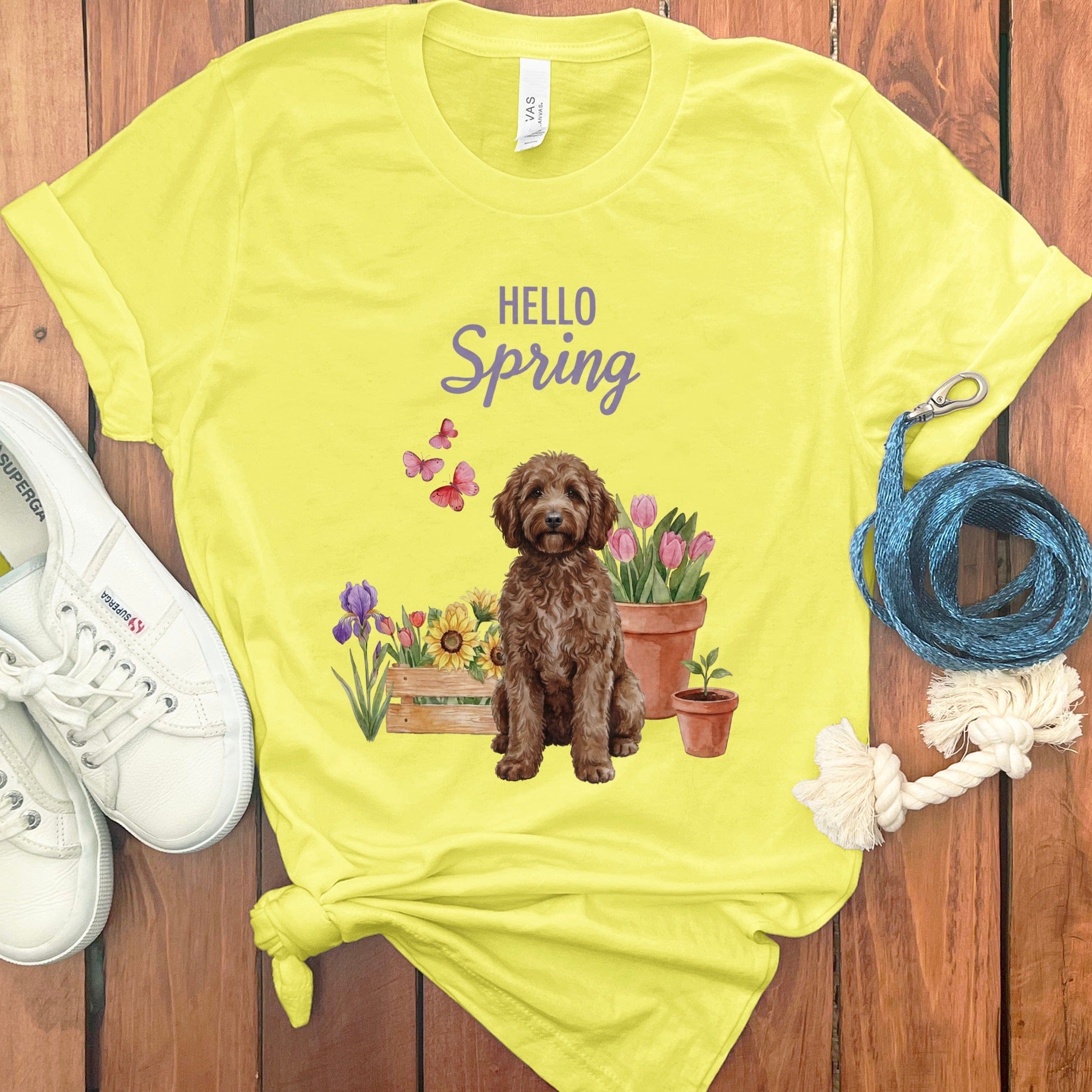 Spring Chocolate Doodle T-Shirt in Yellow / S by Puppy Jo
