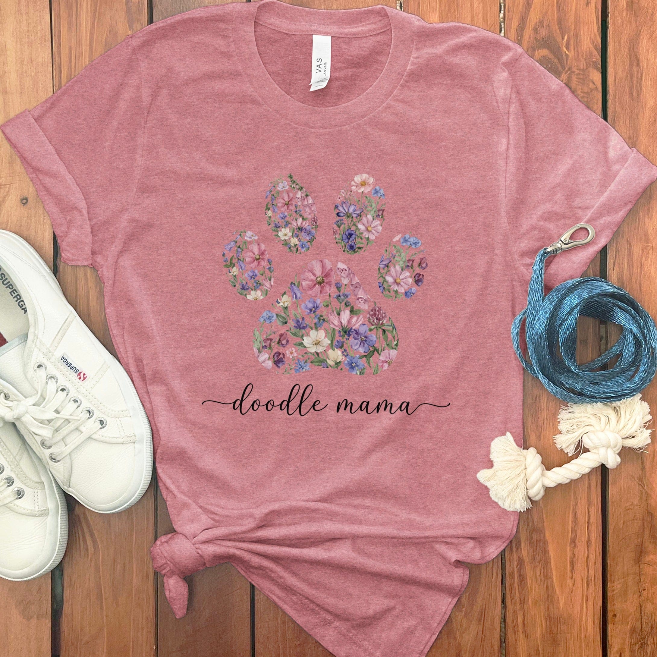 Spring Floral Doodle Mama in Heather Mauve / M by Puppy Jo