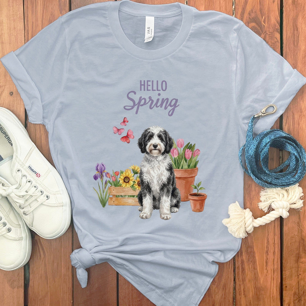Spring Sheepadoodle T-Shirt in Light Blue / M by Puppy Jo