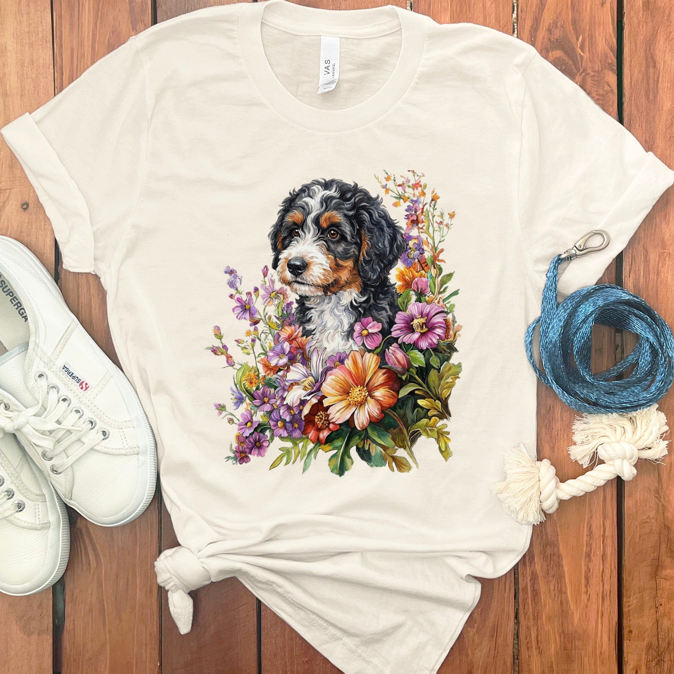 Springtime Bernedoodle T-Shirt in Natural / M by Puppy Jo
