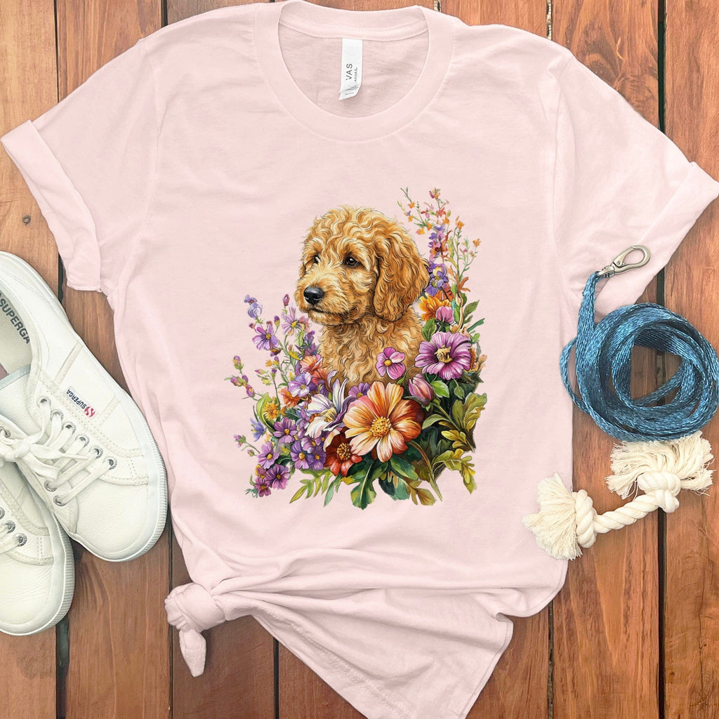 Springtime Goldendoodle T-Shirt in Soft Pink / M by Puppy Jo
