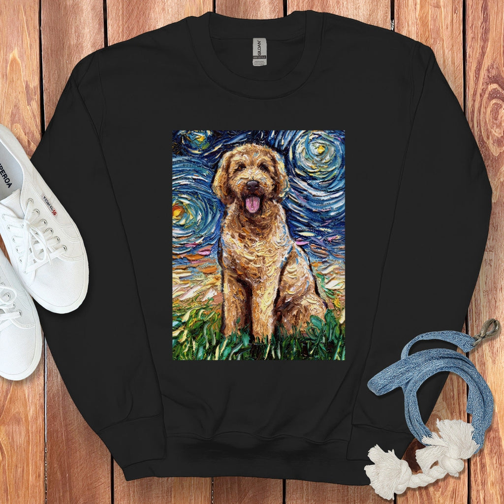Starry Night Goldendoodle Sweatshirt in Black / S by Puppy Jo
