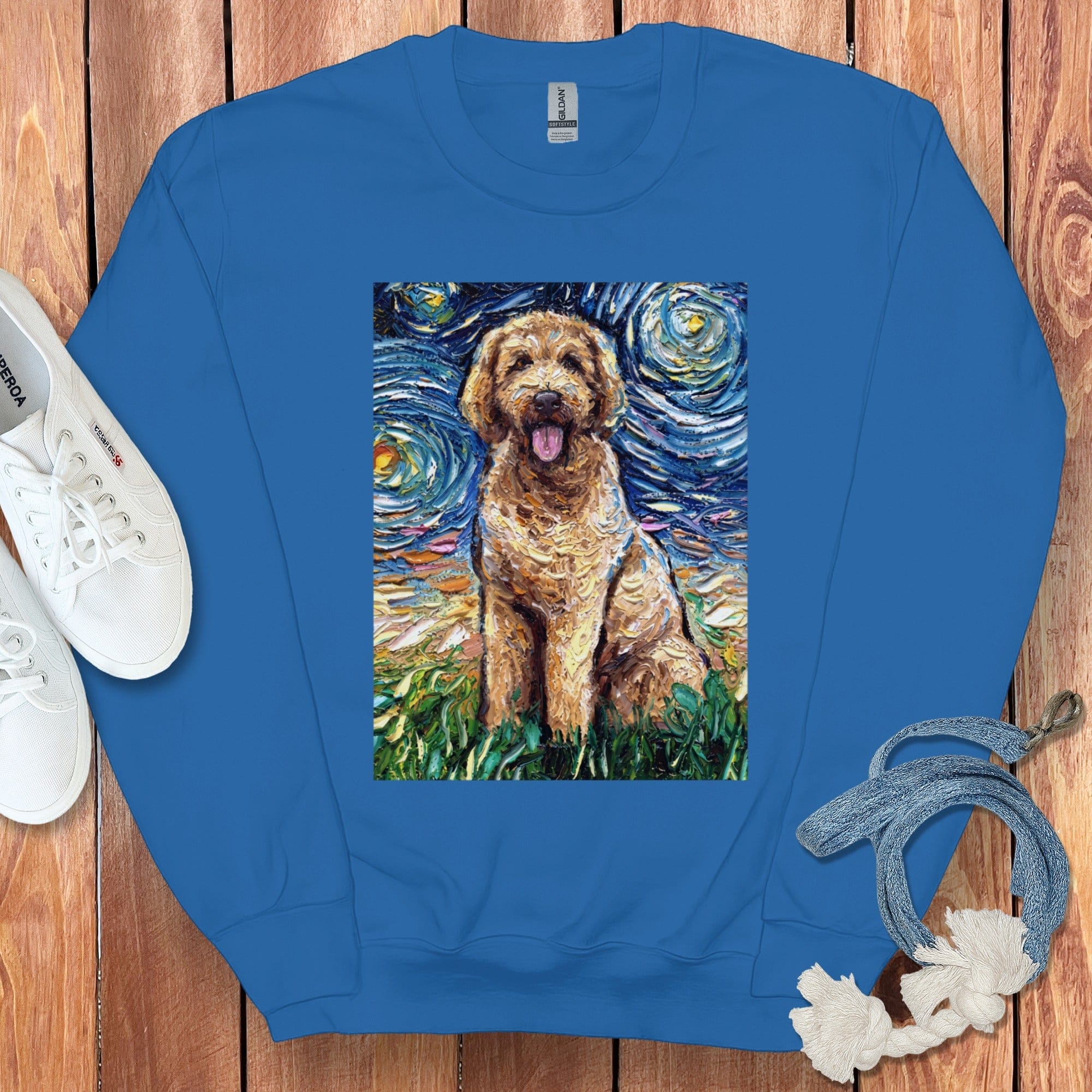 Starry Night Goldendoodle Sweatshirt in Royal / S by Puppy Jo