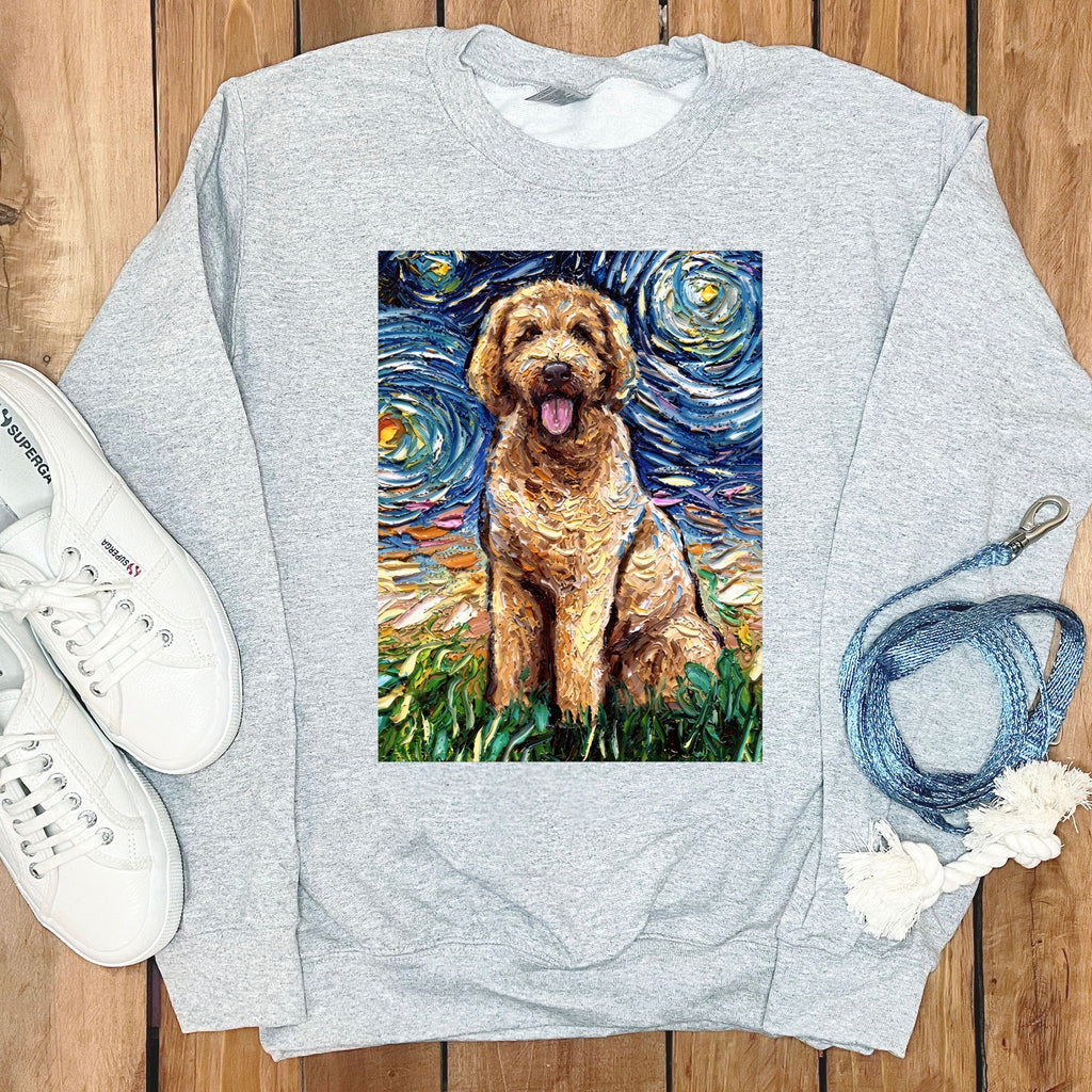 Starry Night Goldendoodle Sweatshirt in Sport Grey / S by Puppy Jo