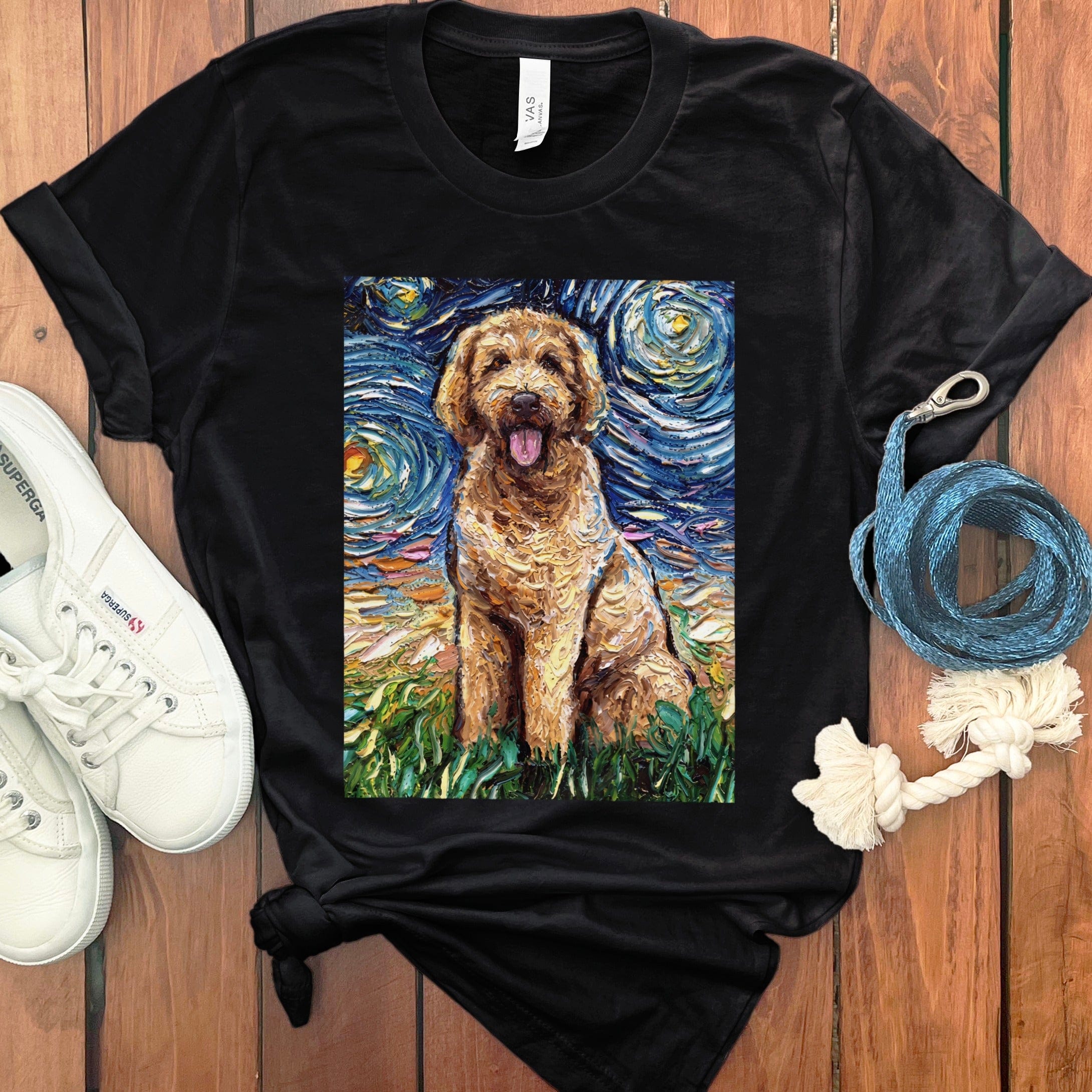 Starry Night Goldendoodle T-Shirt in Black / S by Puppy Jo