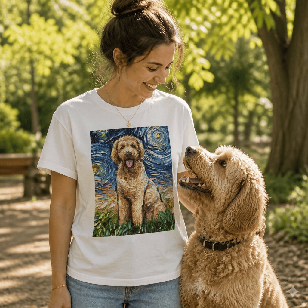 Starry Night Goldendoodle T-Shirt in by Puppy Jo