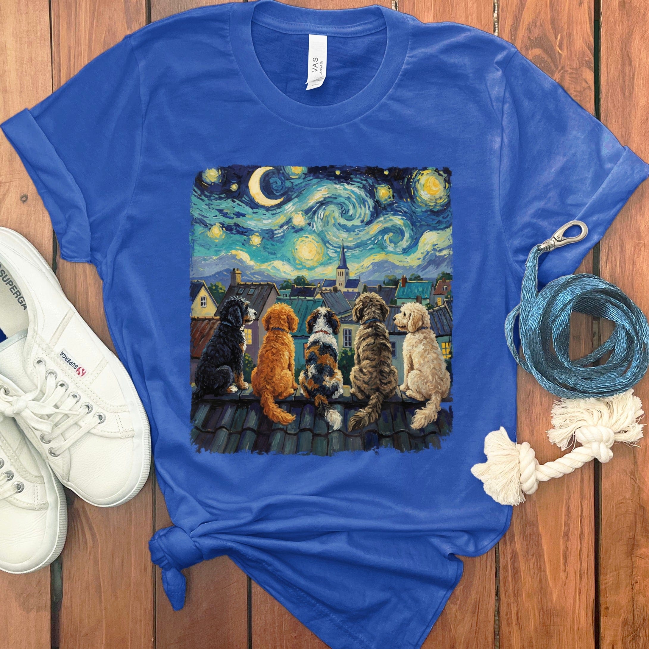 Starry Night With Doodles T-Shirt in True Royal / S by Puppy Jo