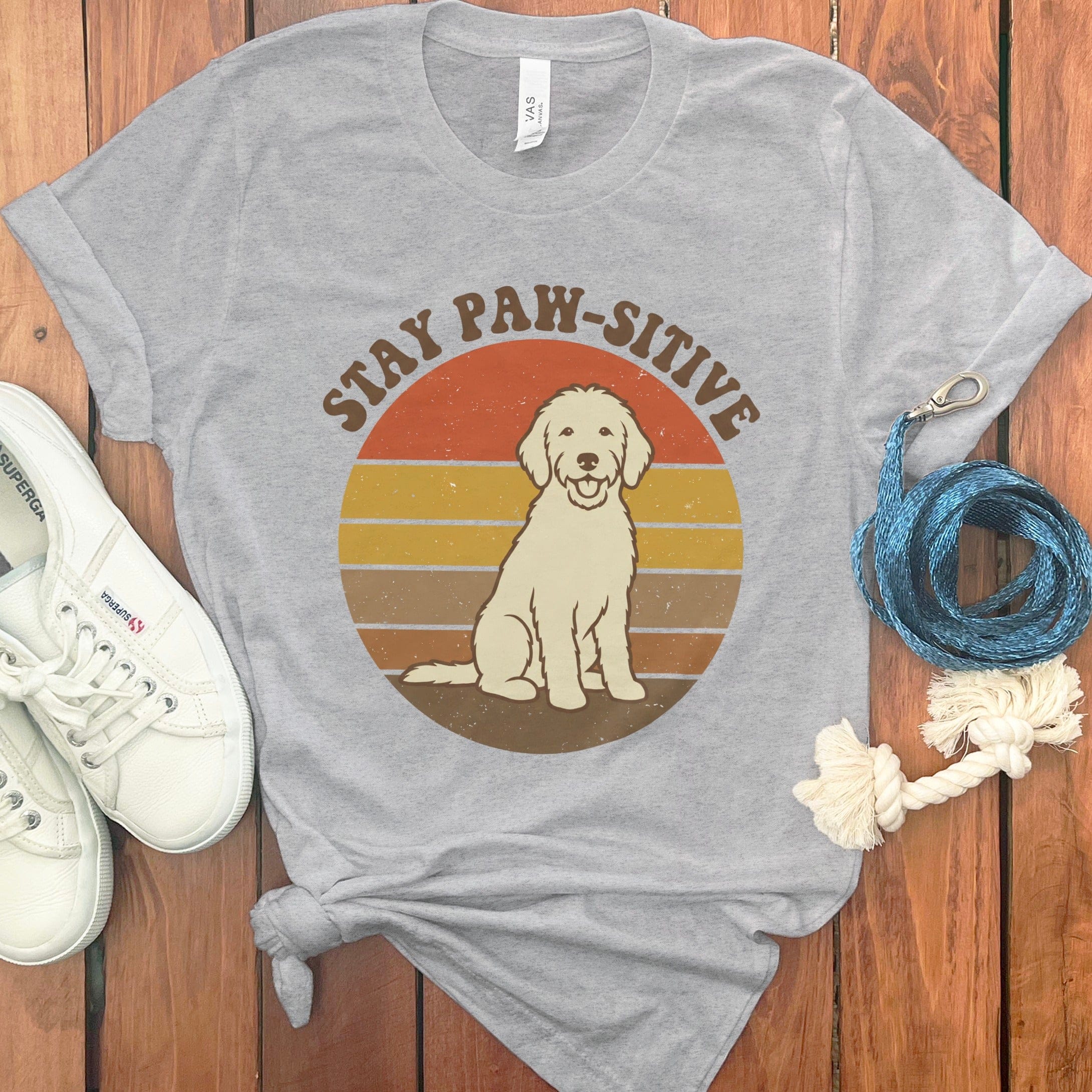 Stay Paw-Sitive T-Shirt in Athletic Heather / S by Puppy Jo