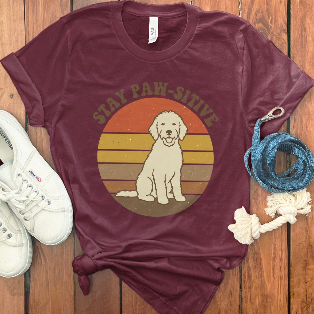 Stay Paw-Sitive T-Shirt in Maroon / S by Puppy Jo