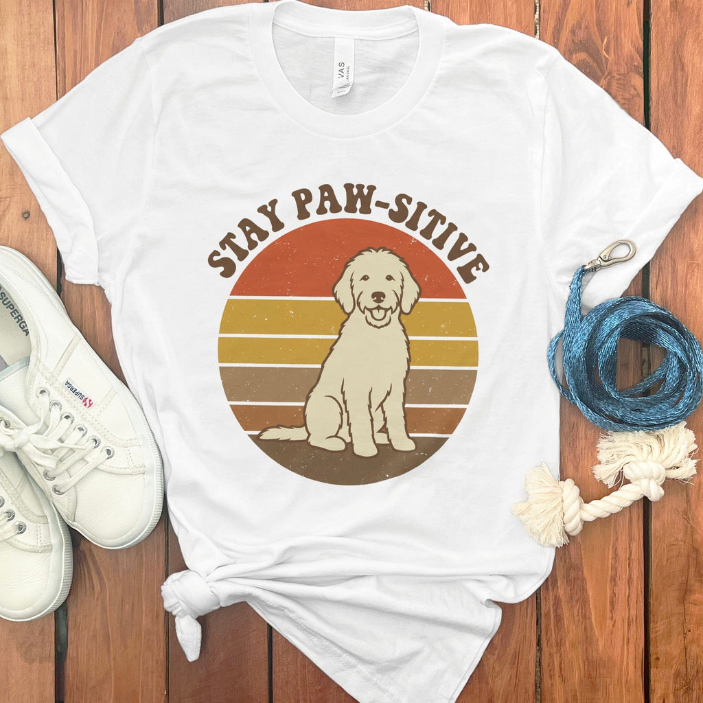 Stay Paw-Sitive T-Shirt in White / S by Puppy Jo